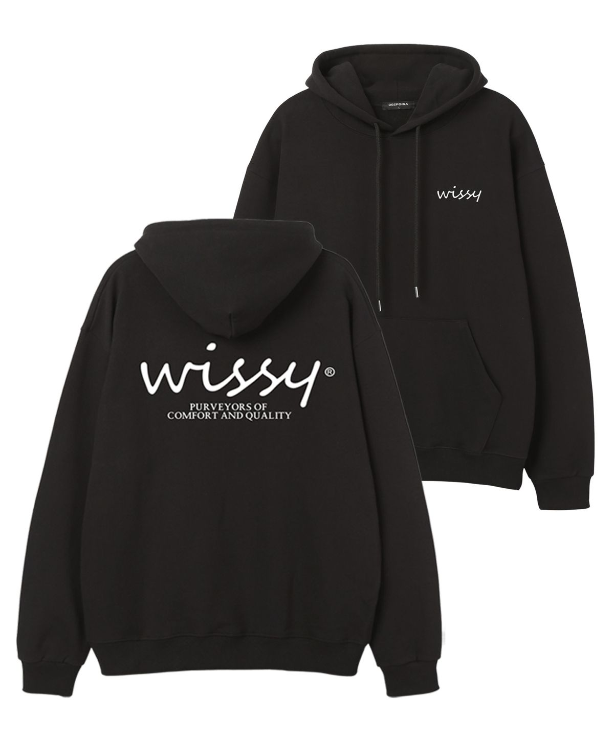 위씨(WISSY) BASIC LOGO 오버핏 후드 (WLS016) 블랙