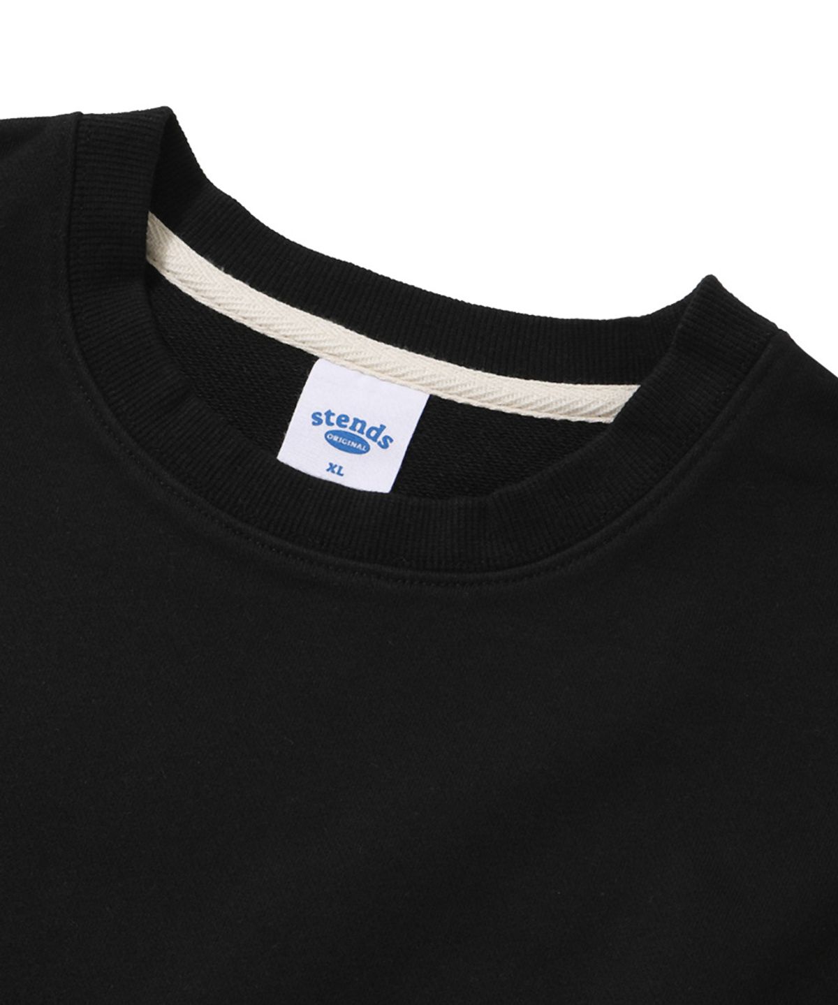스탠즈(STENDS) [M~4XL] 올데이 세미 오버 맨투맨_블랙
