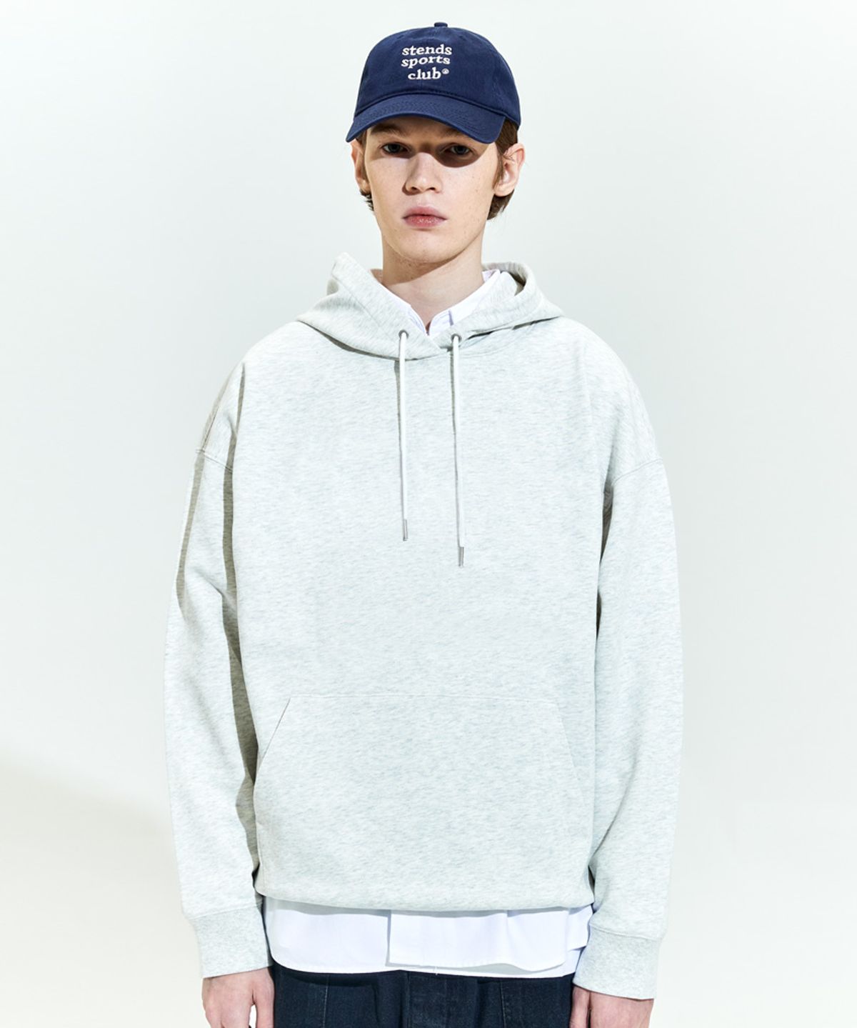 스탠즈(STENDS) [M~4XL] 올데이 세미 오버 후디_멜란지 그레이