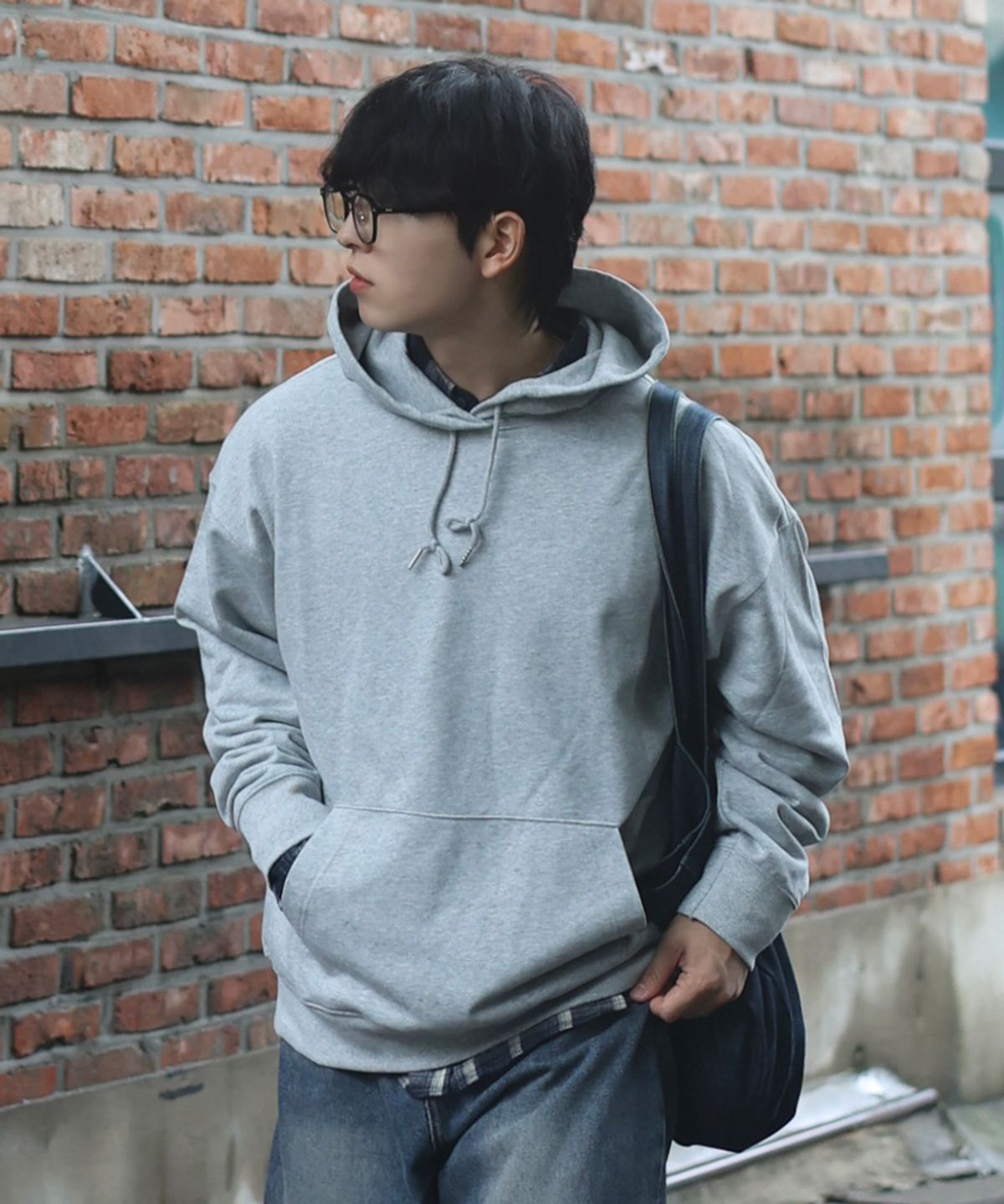 스탠즈(STENDS) [M~4XL] 올데이 세미 오버 후디_멜란지 그레이