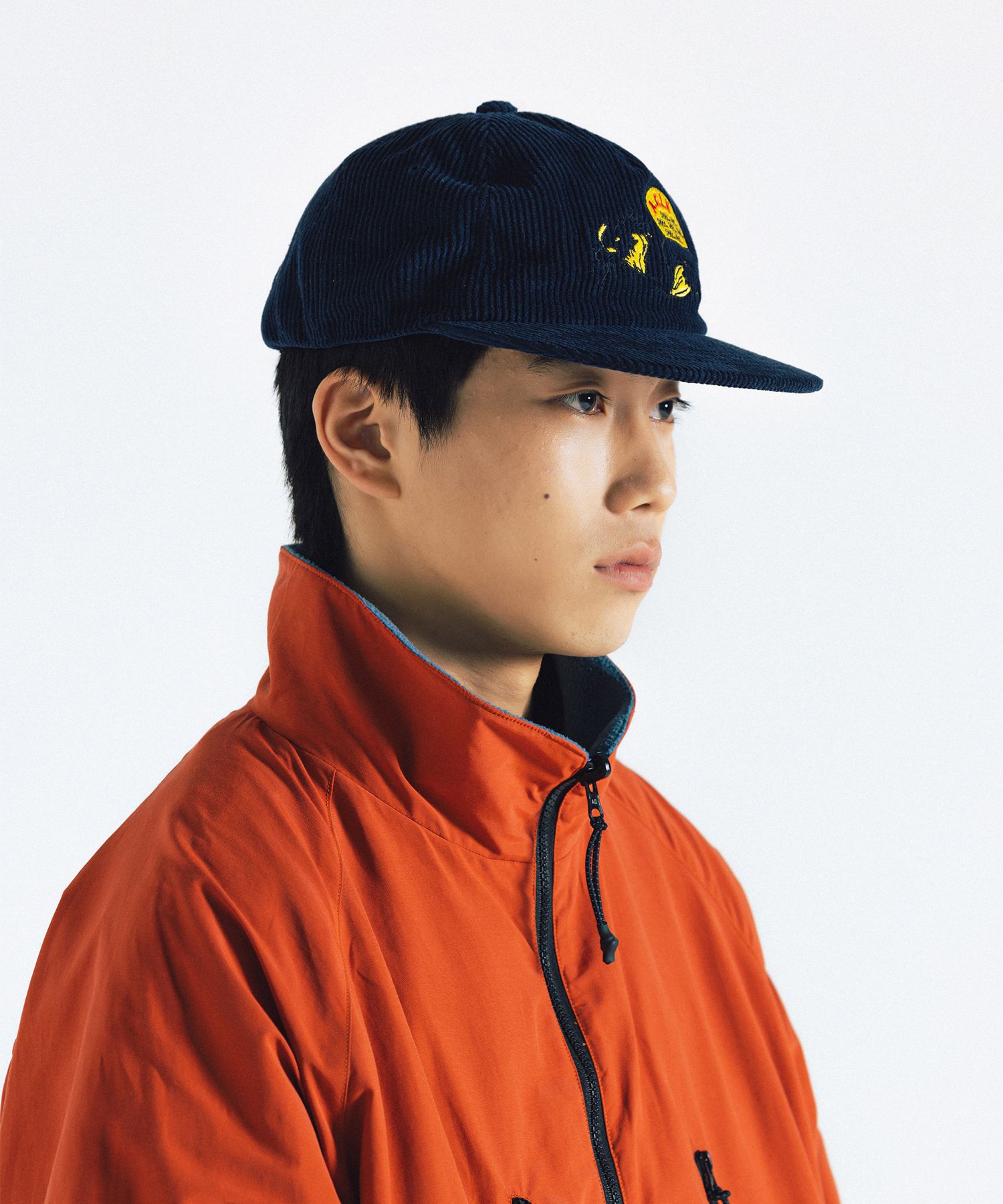 MUSINSA | ANGLAN Balloon Embroidery Corduroy Cap - Navy