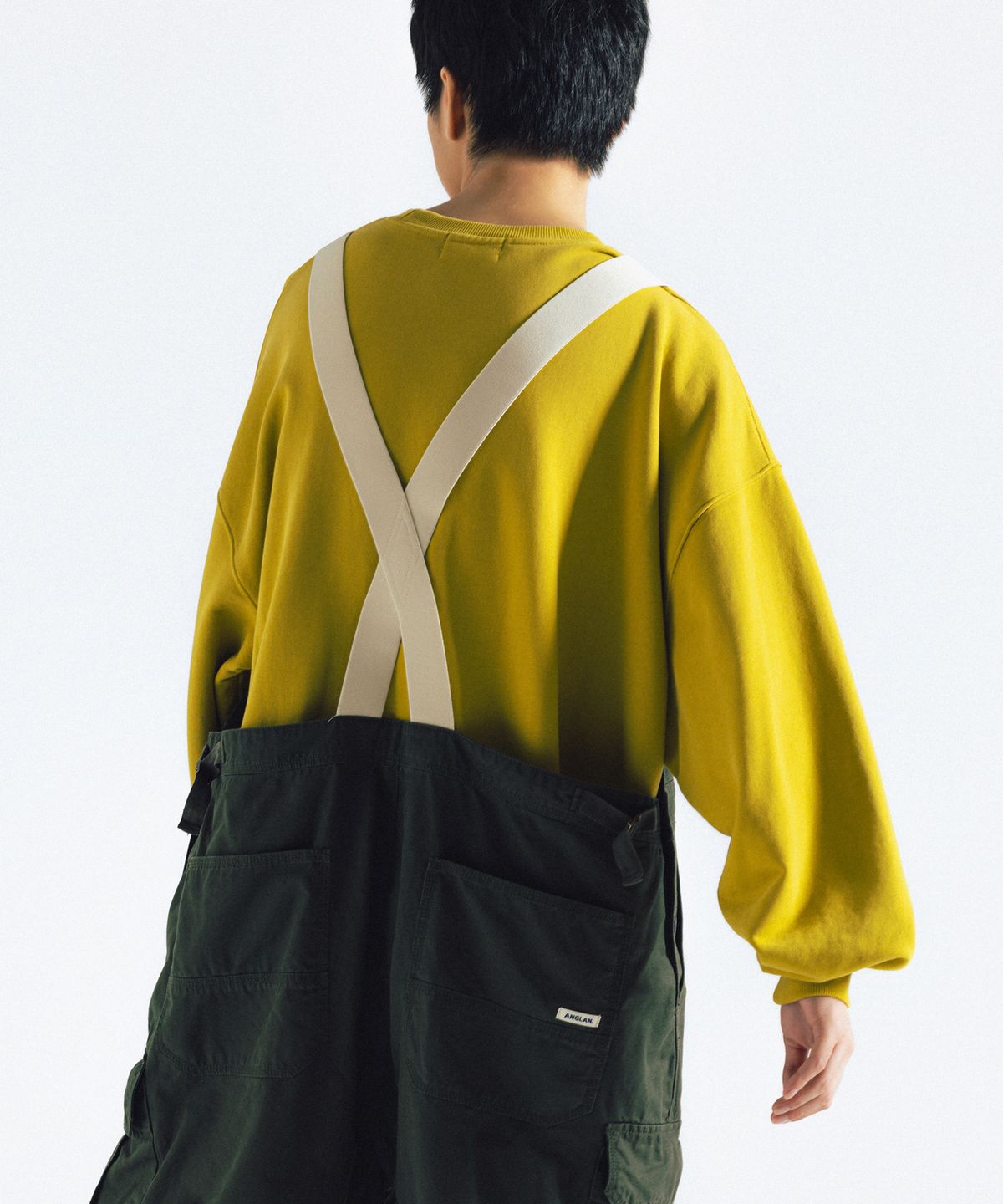 앵글런(ANGLAN) Backsatin Work Wide Overall - Khaki