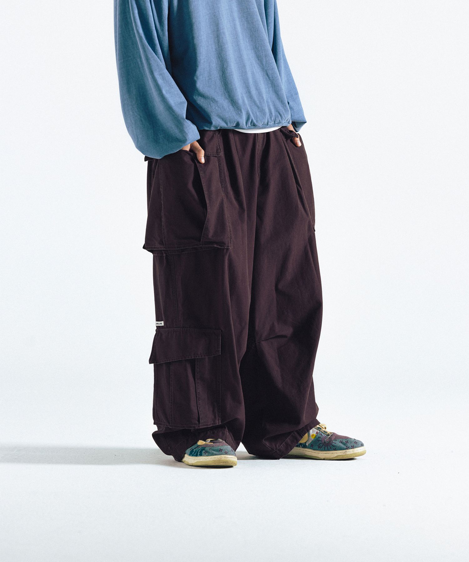 MUSINSA | ANGLAN Double Jungle Cargo Balloon Pants - Dark Purple