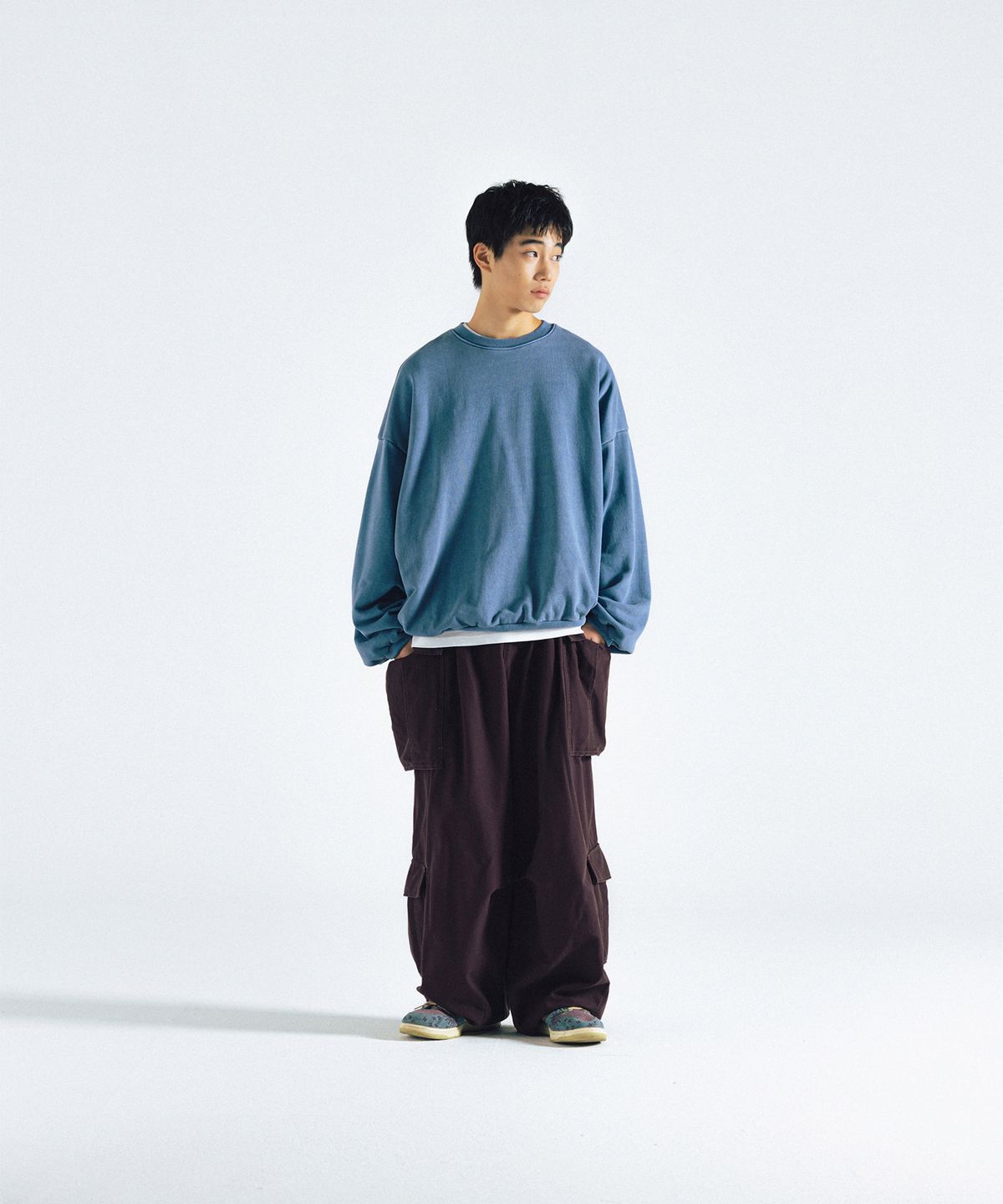 앵글런(ANGLAN) Double Jungle Cargo Balloon Pants - Dark Purple