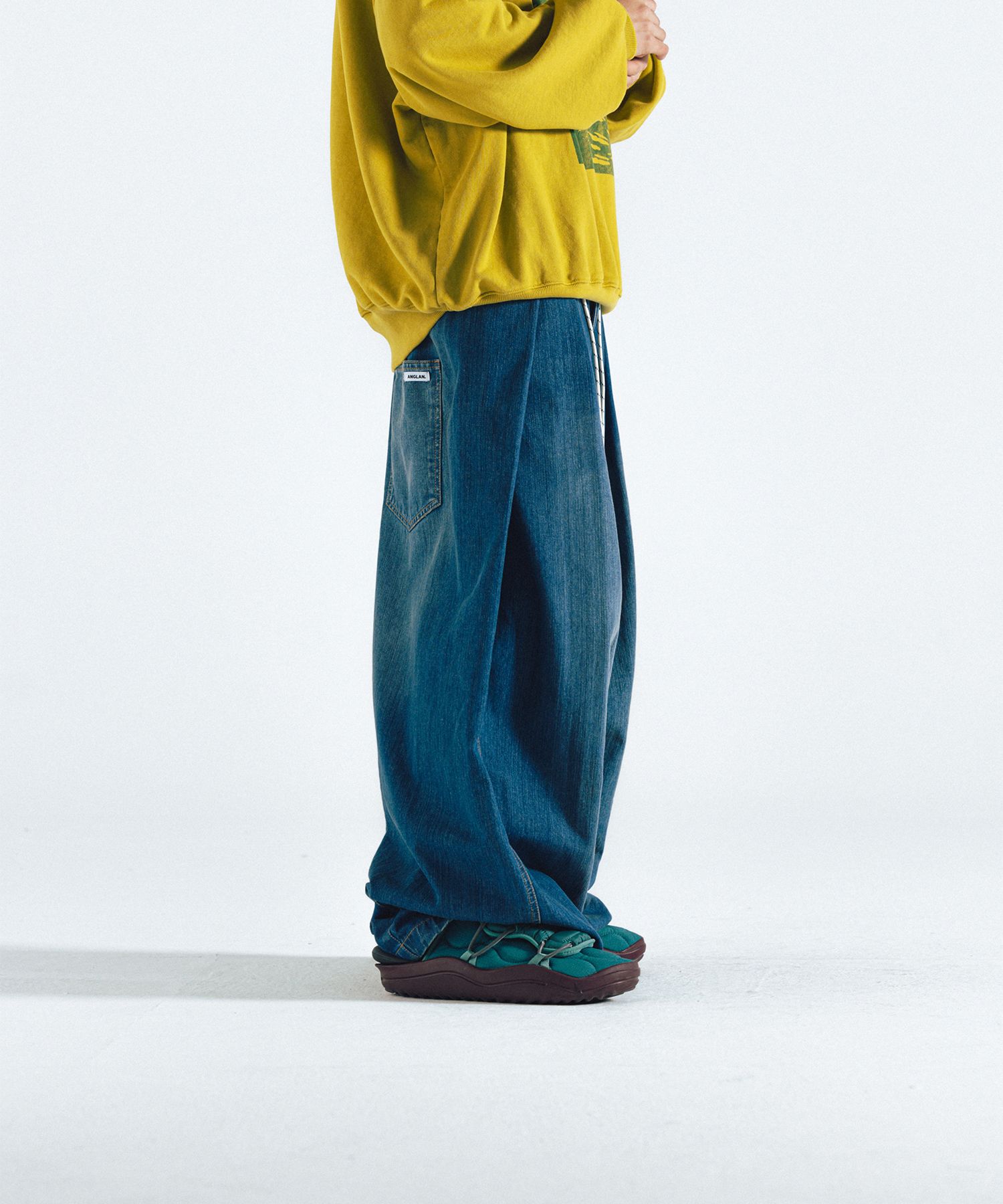 【ANGLAN】24FW★ [AG] Lap Pleated Washed Denim Pants MUSINSA | ANGLAN Lap Pleated Washed Denim Pants - Deep Blue