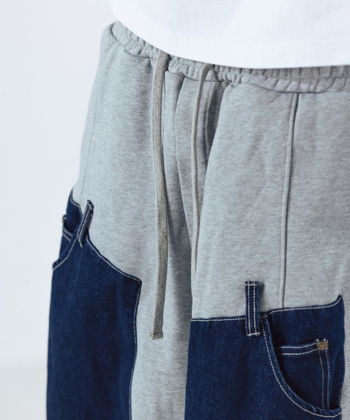 앵글런(ANGLAN) Denim Double Sweat Balloon Pants - Melange Grey