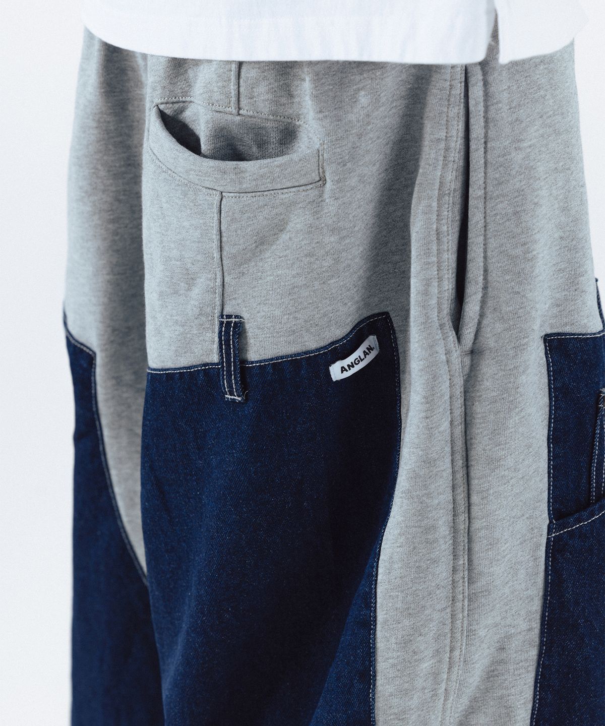 앵글런(ANGLAN) Denim Double Sweat Balloon Pants - Melange Grey