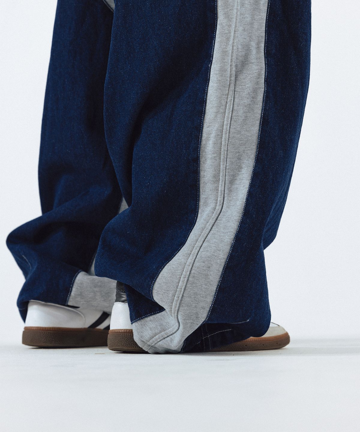 앵글런(ANGLAN) Denim Double Sweat Balloon Pants - Melange Grey