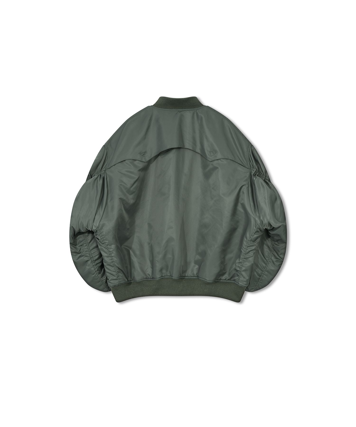 MUSINSA | ANGLAN Bulky Shirring MA-1 Jacket - Khaki