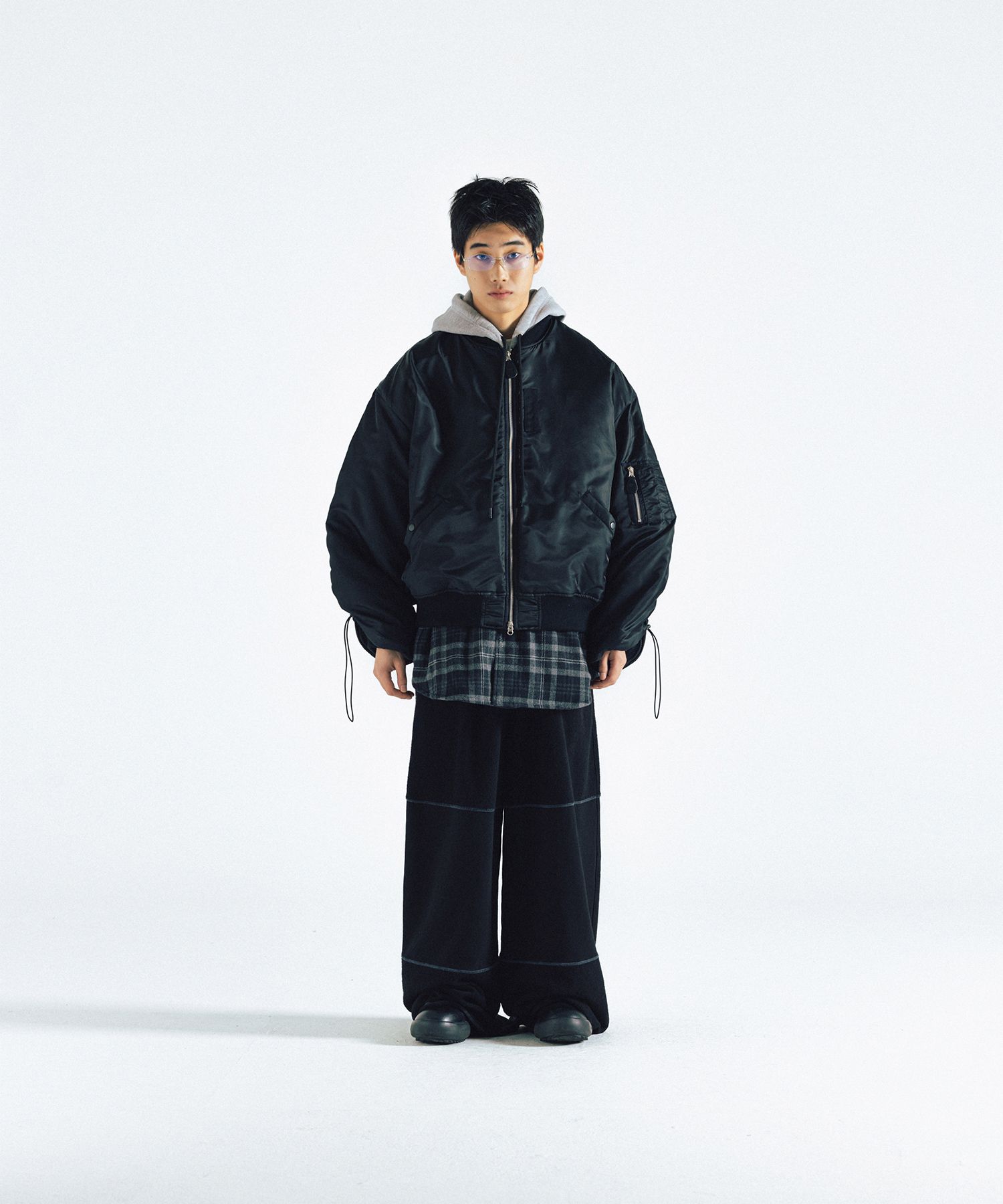 MUSINSA公式 | ANGLAN Bulky Shirring MA-1 Jacket - Black
