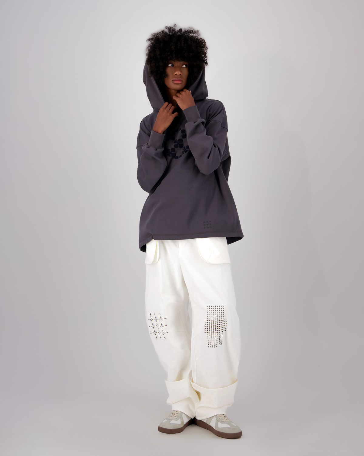 에키에타(EKIETA) Posy-pot Pants in Ivory