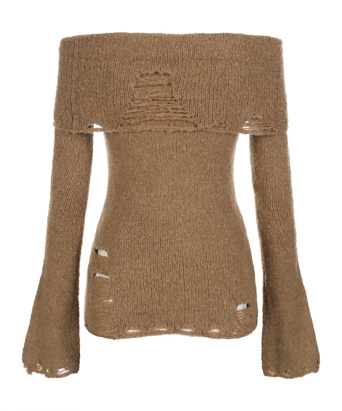 라라폭스(LALAFOX) KNIT OFF-SHOULDER SLIM KNIT CAMEL BQ4KL009