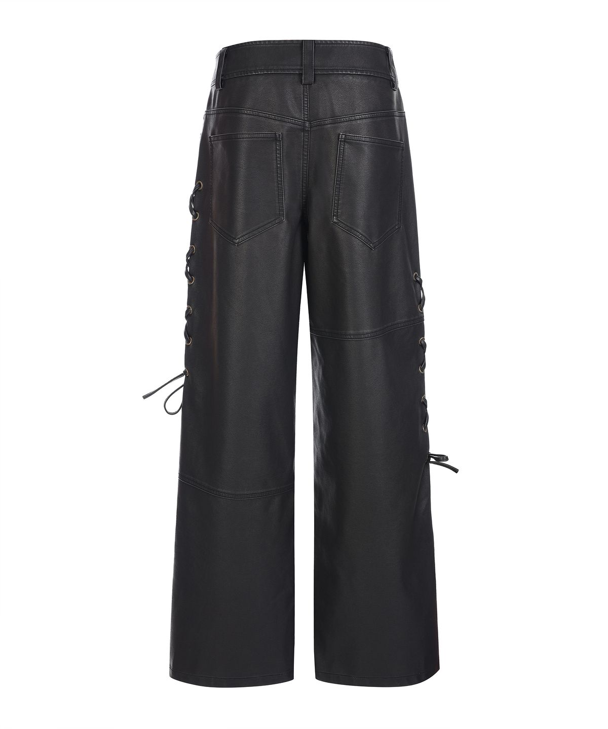 라라폭스(LALAFOX) FAKE LEATHER RIBBON POINT WIDE PANTS BLACK BQ4LP001