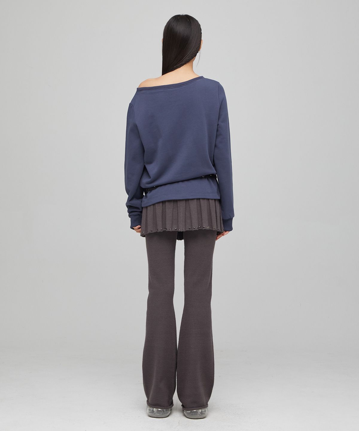 라라폭스(LALAFOX) KNIT BOOTCUT SKIRT PANTS CHARCOAL BQ4KP001