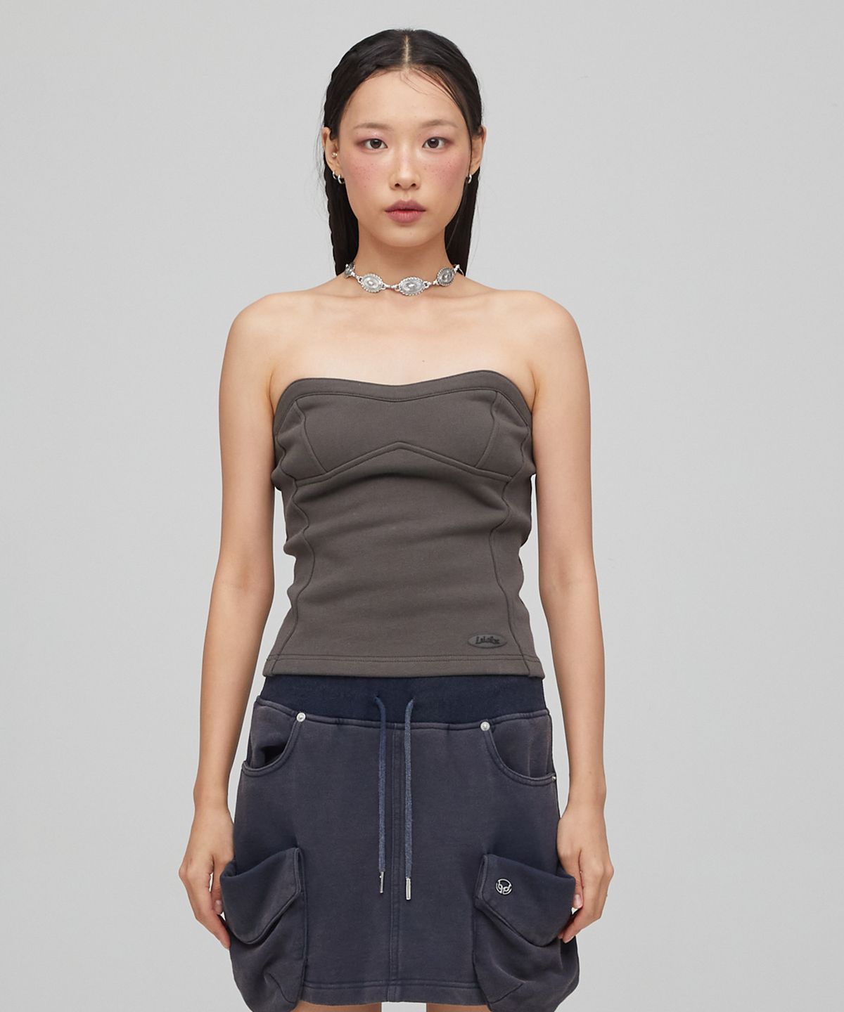 라라폭스(LALAFOX) SWEAT SLIM TUBE TOP CHARCOAL BQ4CV001