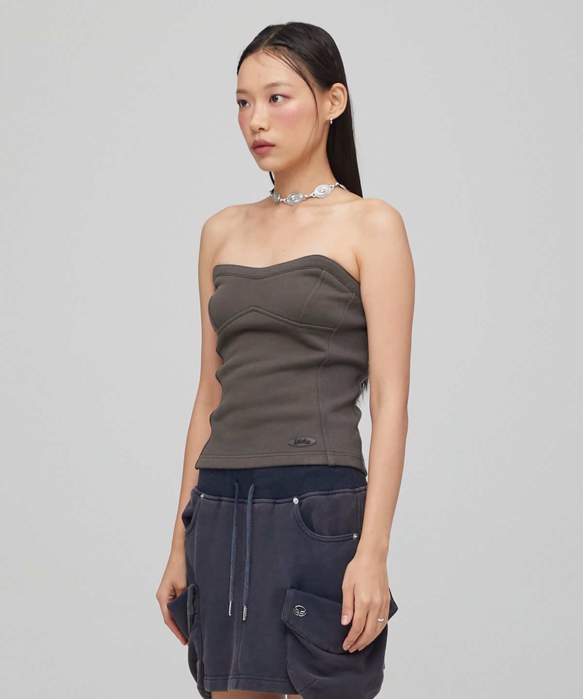 라라폭스(LALAFOX) SWEAT SLIM TUBE TOP CHARCOAL BQ4CV001