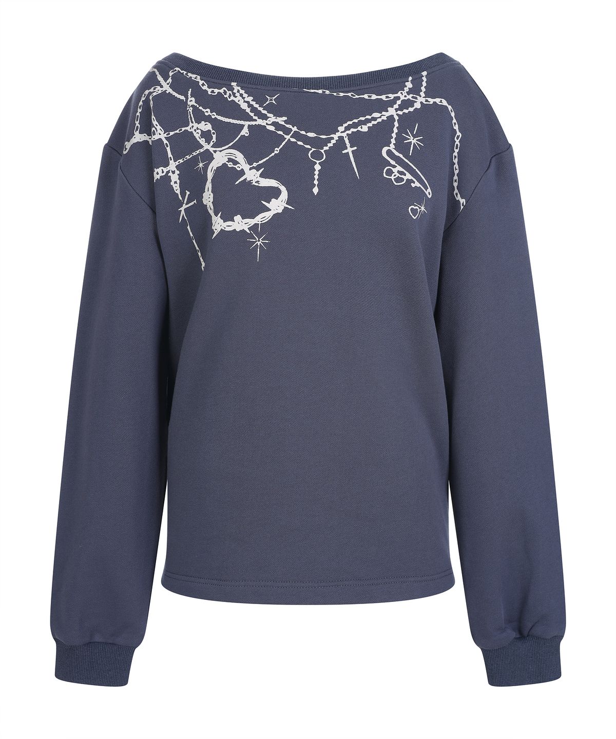 라라폭스(LALAFOX) BOAT NECK PRINTING SWEAT SHIRT NAVY BQ4CL020