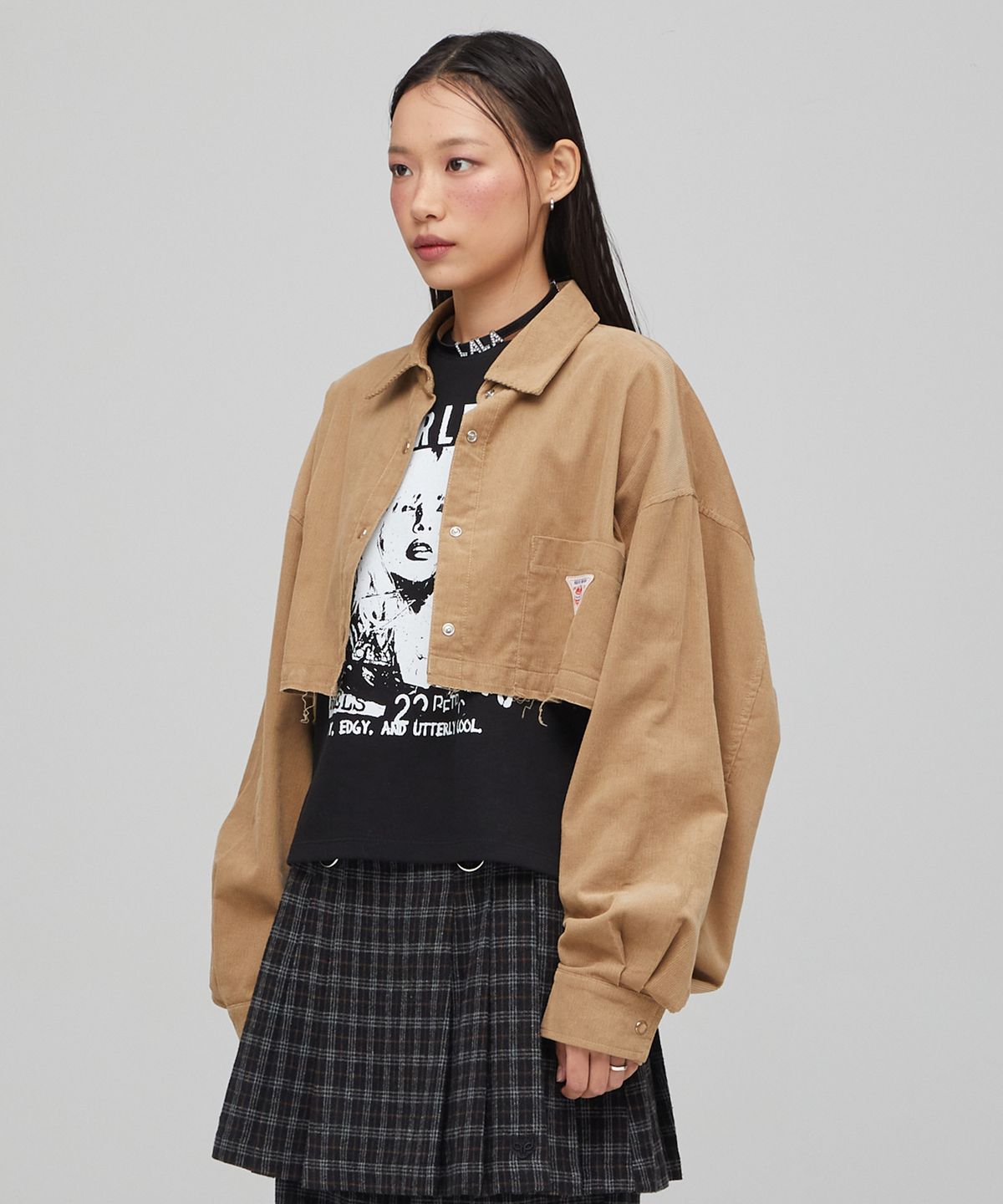 라라폭스(LALAFOX) OVERSIZED CORDUROY DETACHABLE SHIRT CAMEL BQ4CB003