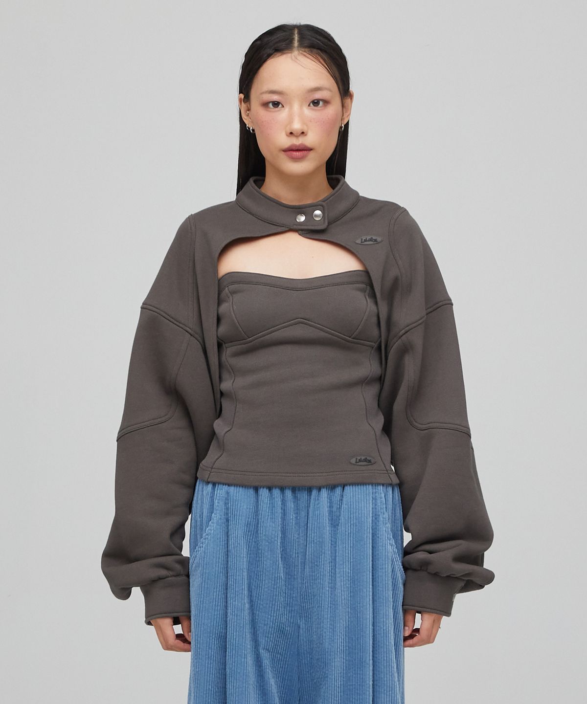 라라폭스(LALAFOX) BIKER SWEAT BOLERO CHARCOAL BQ4CG003