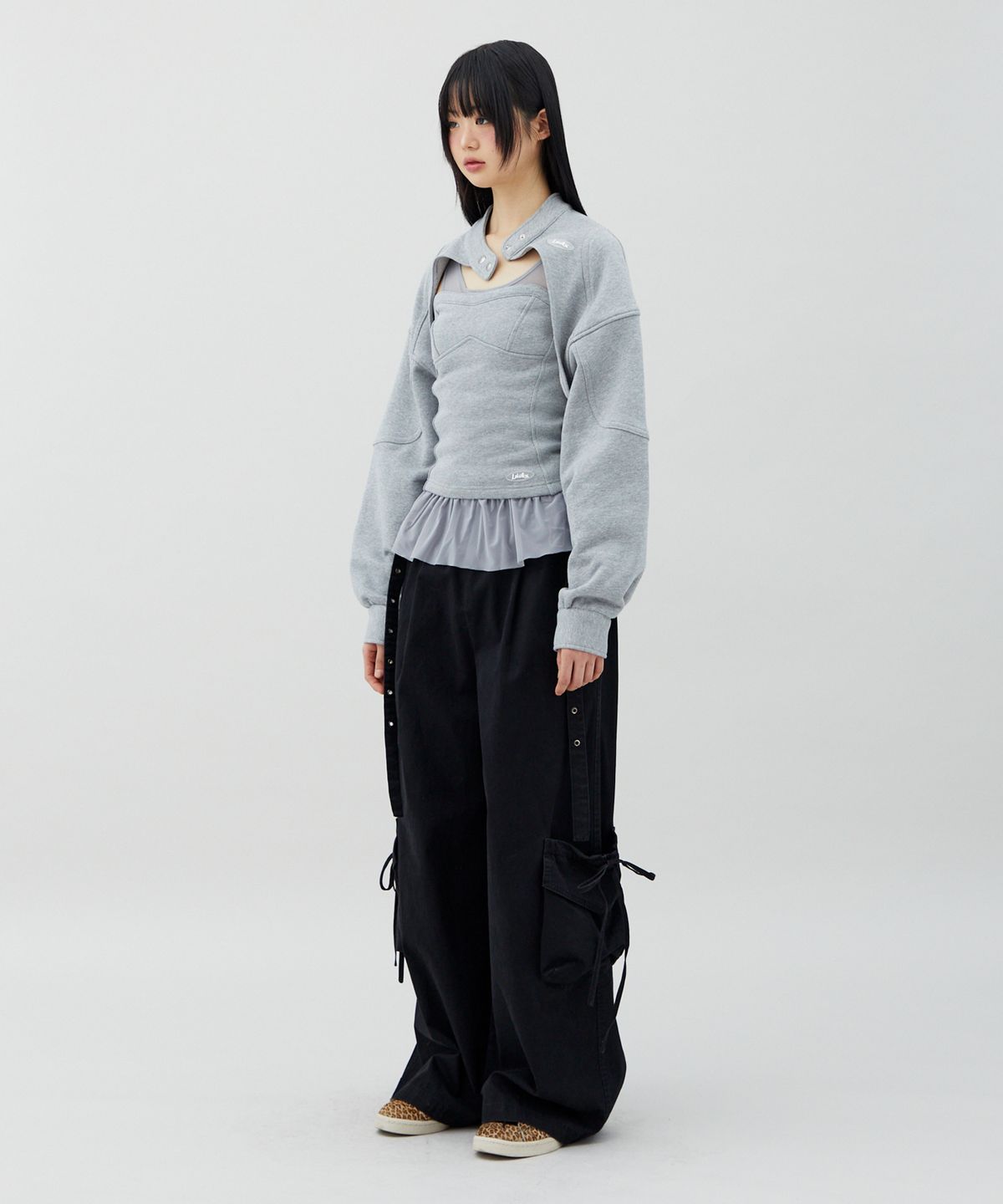 라라폭스(LALAFOX) BIKER SWEAT BOLERO GREY BQ4CG004