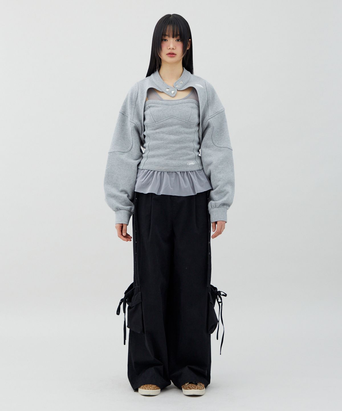라라폭스(LALAFOX) BIKER SWEAT BOLERO GREY BQ4CG004