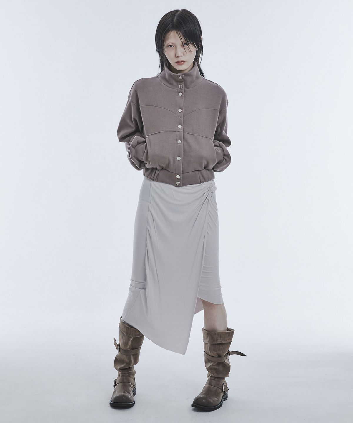 어퓨커멘츠(A FEW COMMENTS) 스탠드 칼라 웨스턴 재킷 ASH BROWN