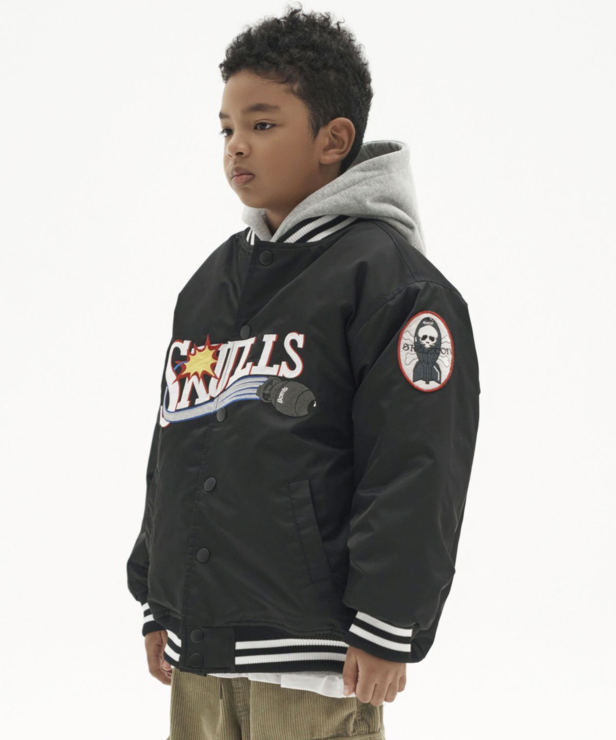 테이크이지 키즈(TAKEASY KIDS) 스컬스 베이스볼 오버자켓 (블랙)