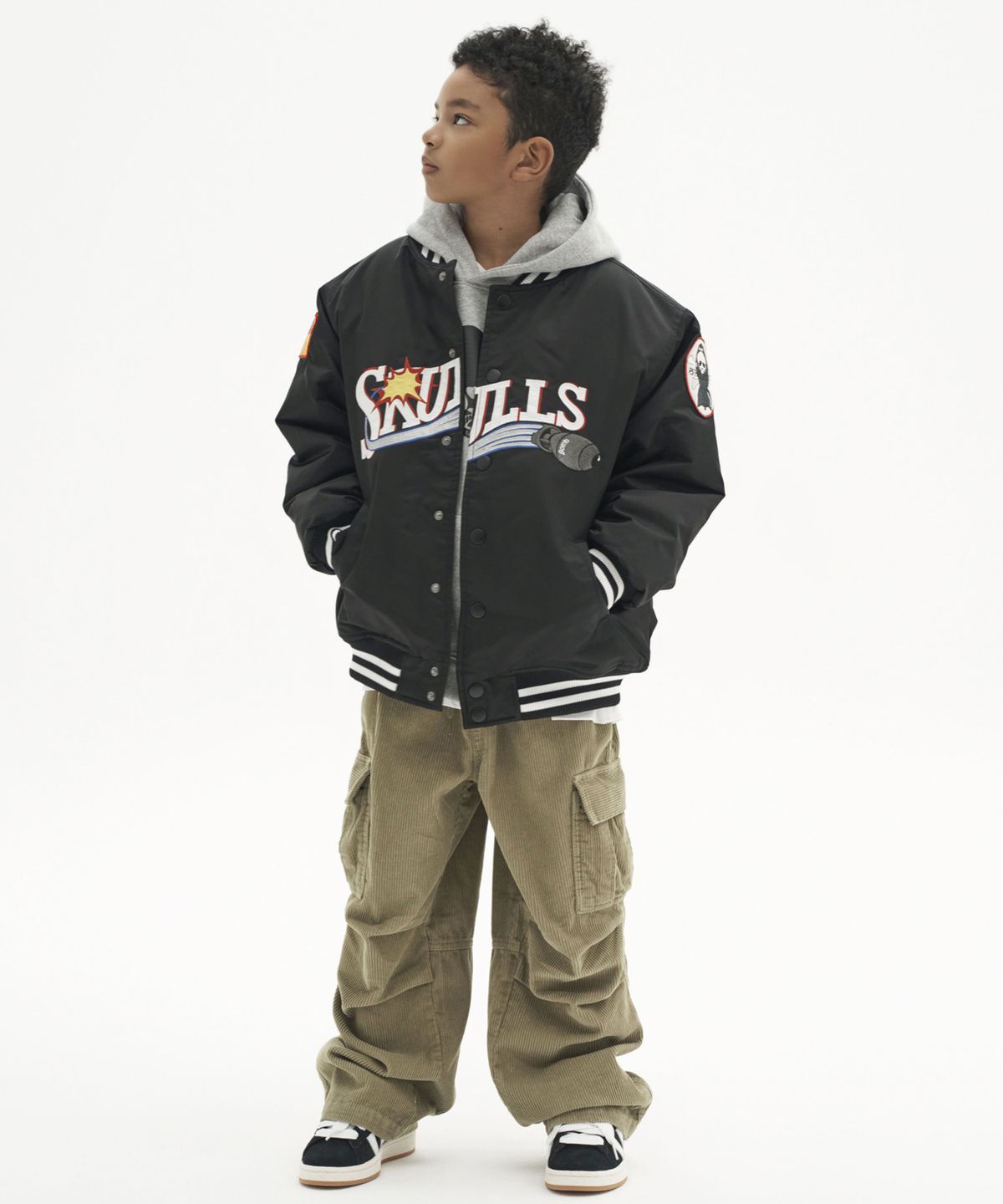 테이크이지 키즈(TAKEASY KIDS) 스컬스 베이스볼 오버자켓 (블랙)