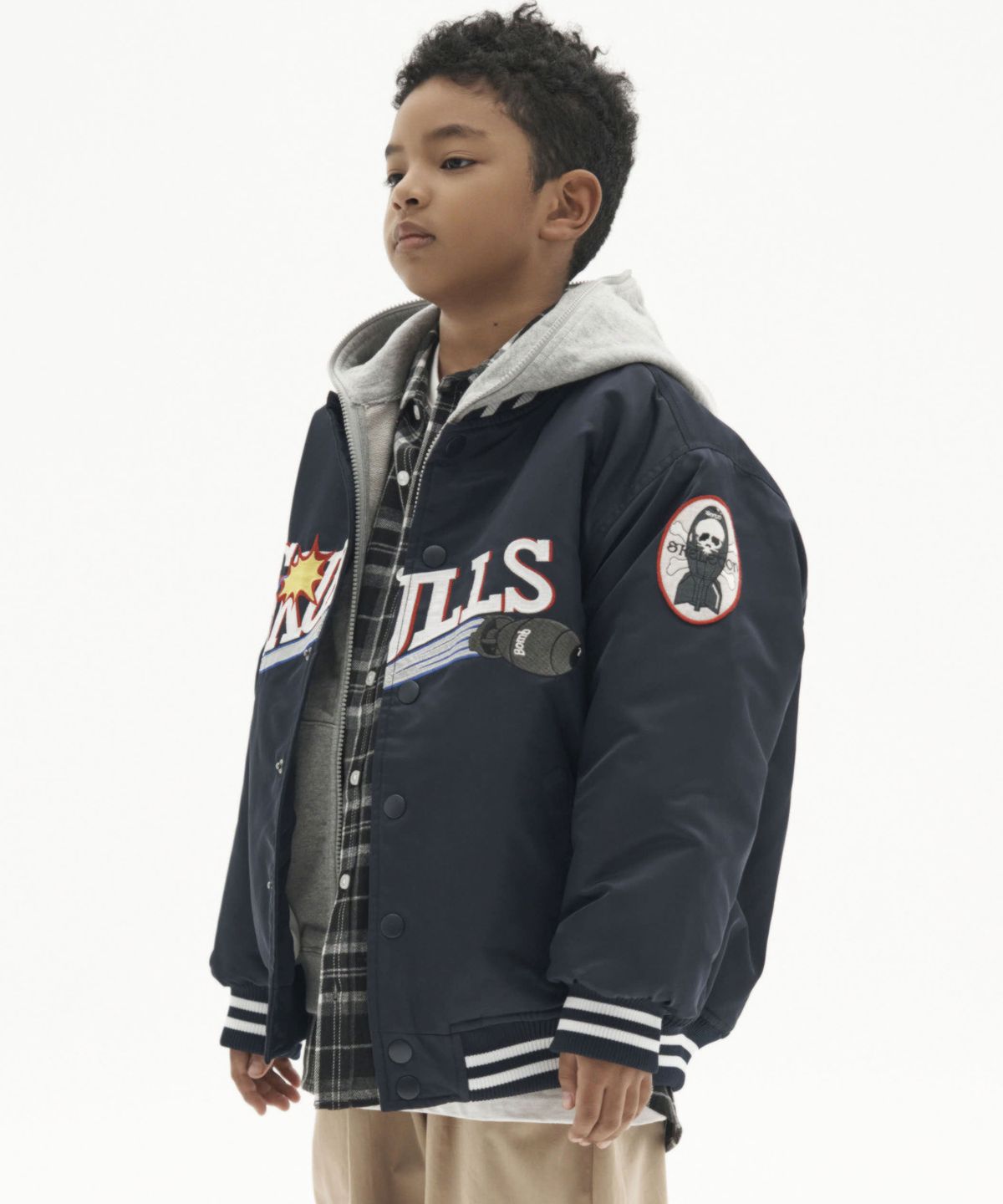 테이크이지 키즈(TAKEASY KIDS) 스컬스 베이스볼 오버자켓 (네이비)