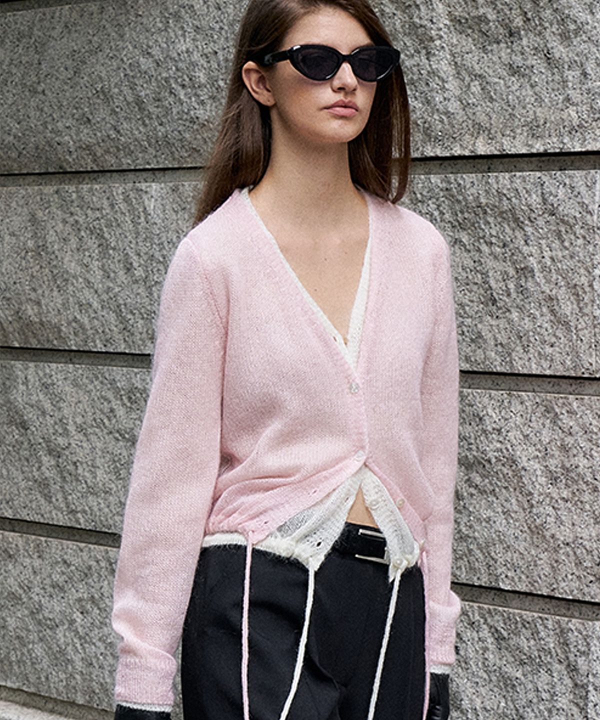 르네제이(RENEJ) Mohair String Knit Cardigan