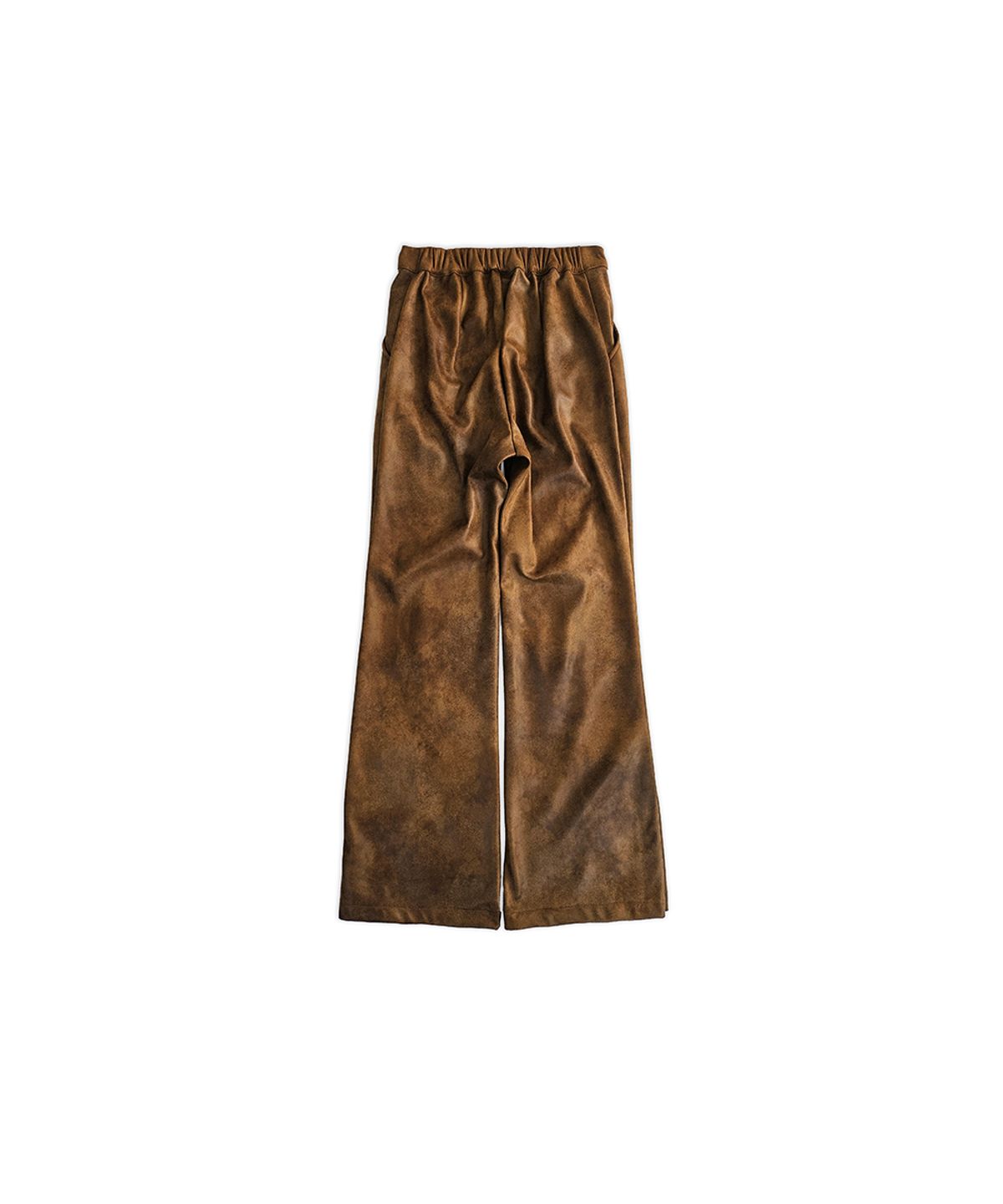 320쇼룸(320SHOWROOM) Faux Leather Side Slit Button Elastic Fleece-Lined Bootcut Pants Brown