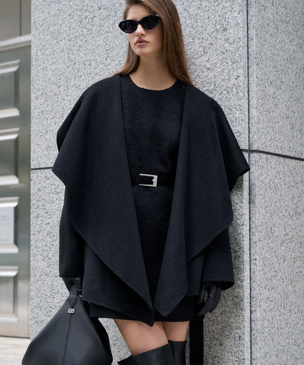 르네제이(RENEJ) Cashmere Shawl Collar half Coat