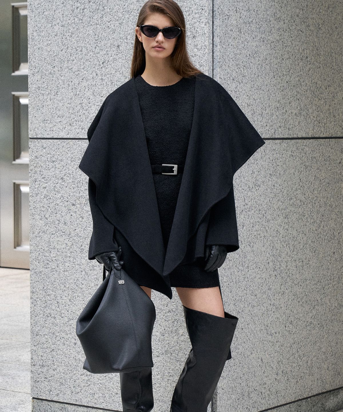 르네제이(RENEJ) Cashmere Shawl Collar half Coat