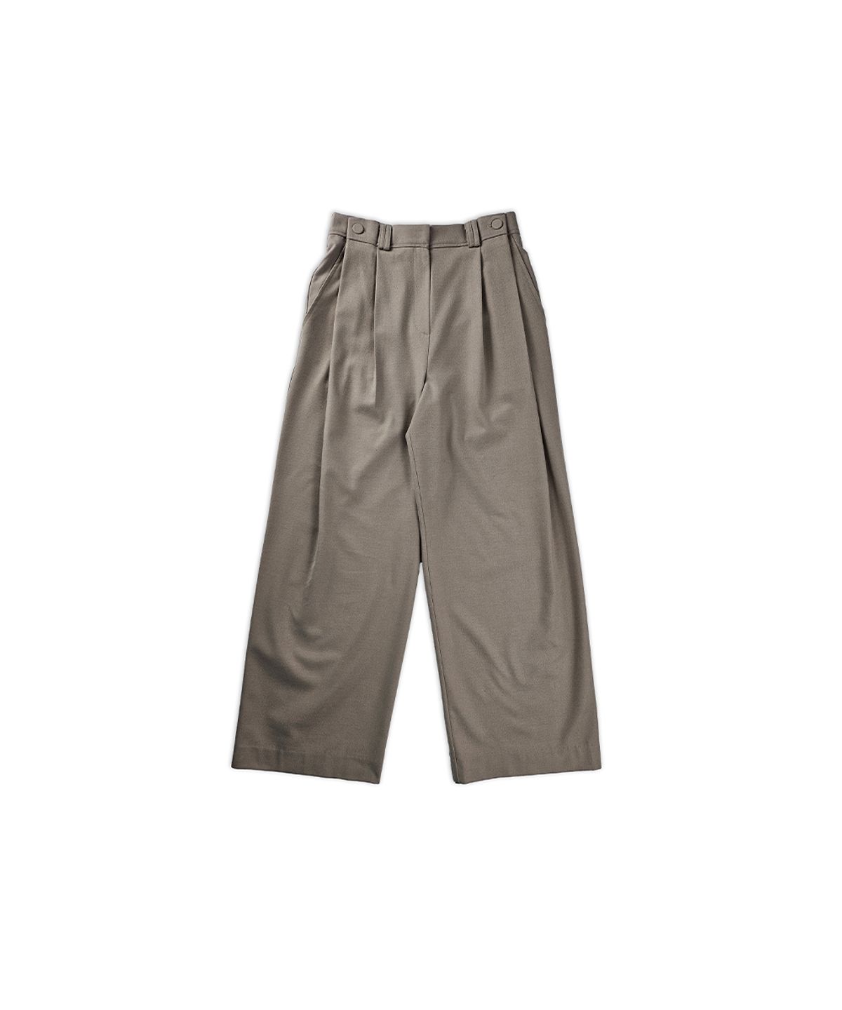 320쇼룸(320SHOWROOM) Wool Blend Side Button Pintuck Elastic Pants Beige