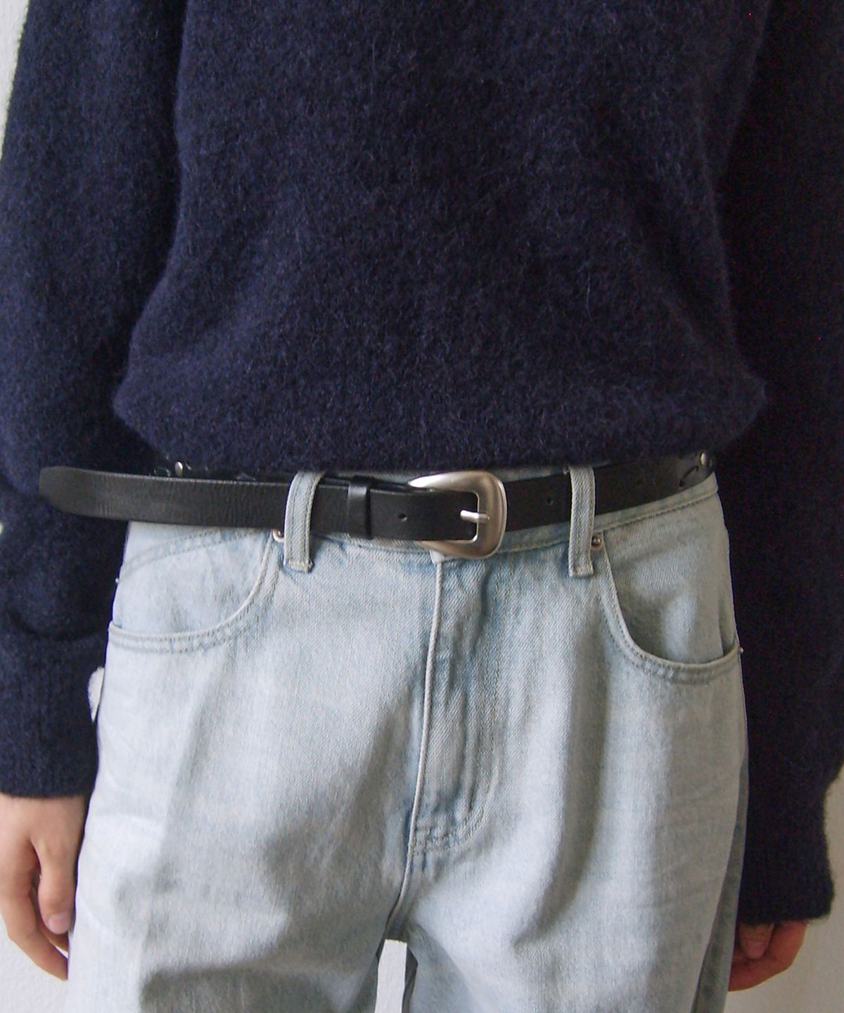 엔오르(EN OR) TWIST WESTERN LEATHER BELT - BLACK