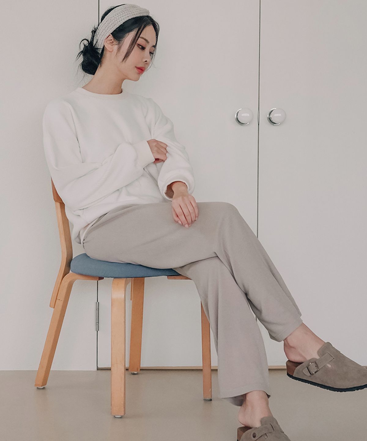 파란(PALAN) 니트 일자 바지