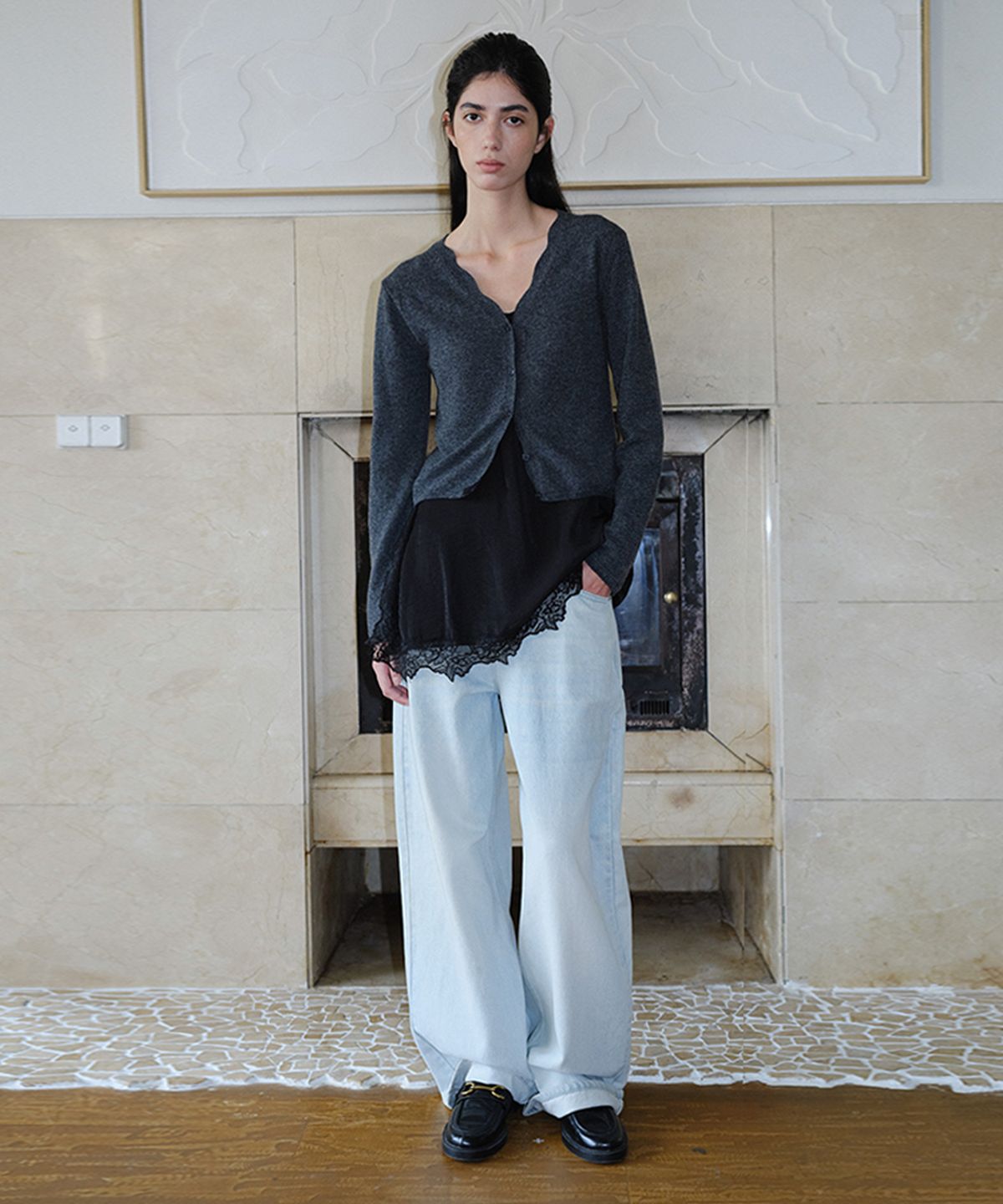 엔오르(EN OR) LOOSE FIT WASHED DENIM PANTS - LIGHT BLUE