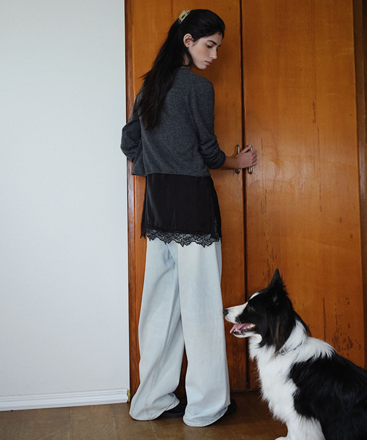 엔오르(EN OR) LOOSE FIT WASHED DENIM PANTS - LIGHT BLUE