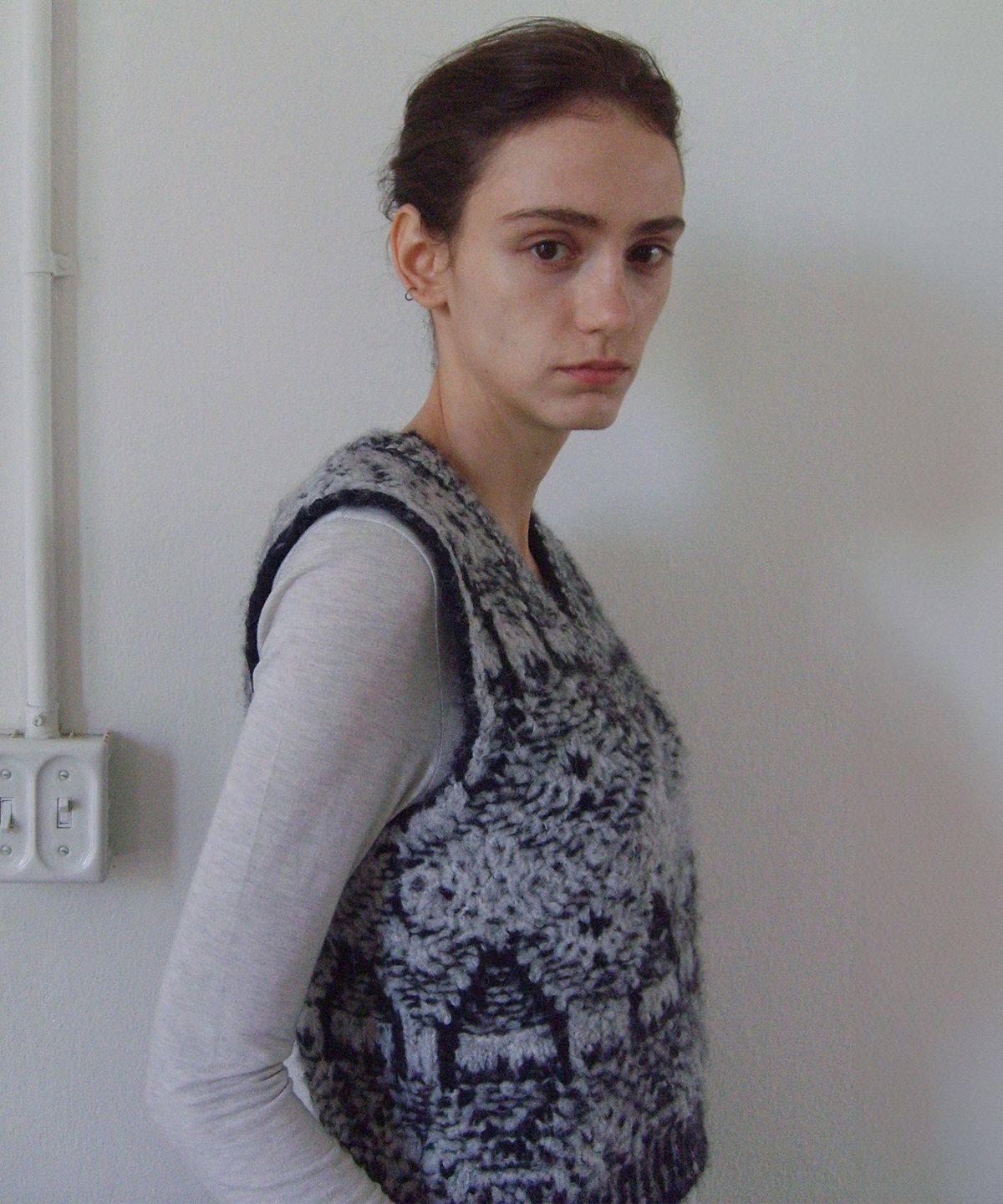 엔오르(EN OR) [ALPACA 35%] SUPERFINE ALPACA NORDIC VEST - NAVY