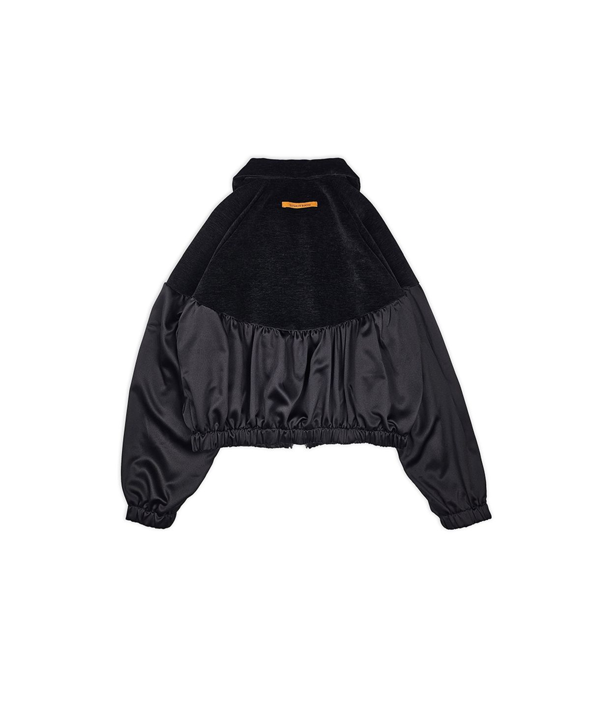 320쇼룸(320SHOWROOM) Velvet Yoke Satin Shirring Zip-Up Black