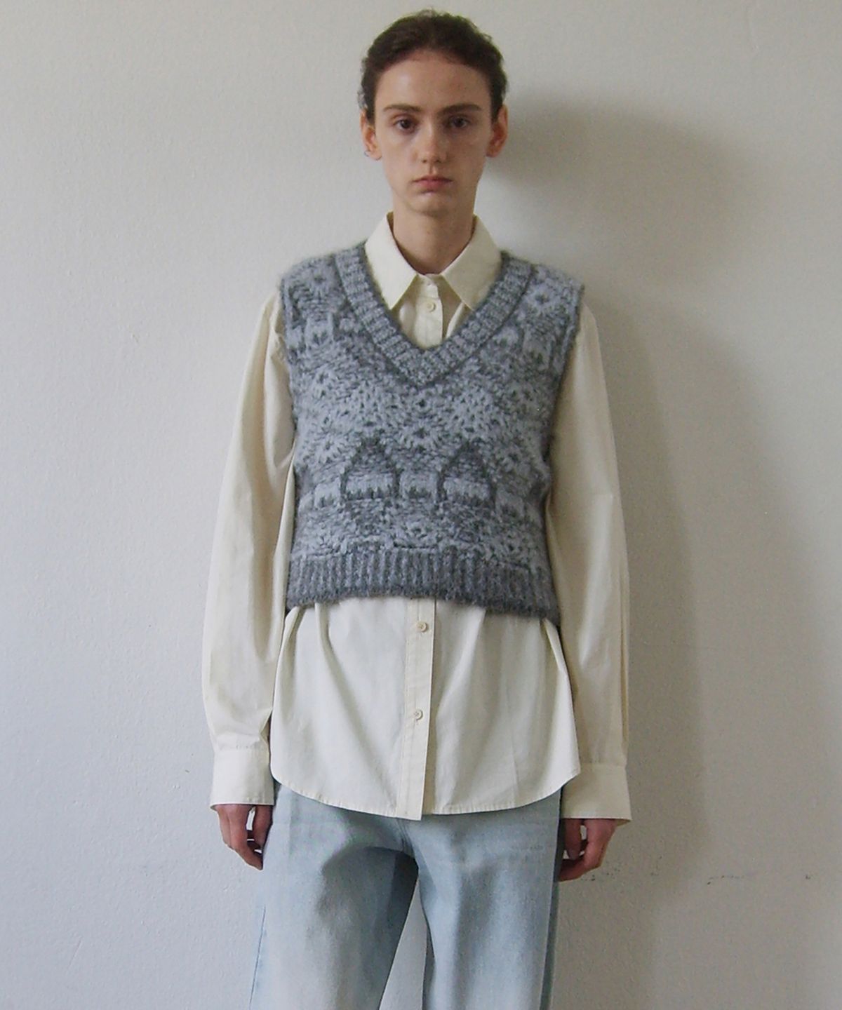 엔오르(EN OR) [ALPACA 35%] SUPERFINE ALPACA NORDIC VEST - GREY