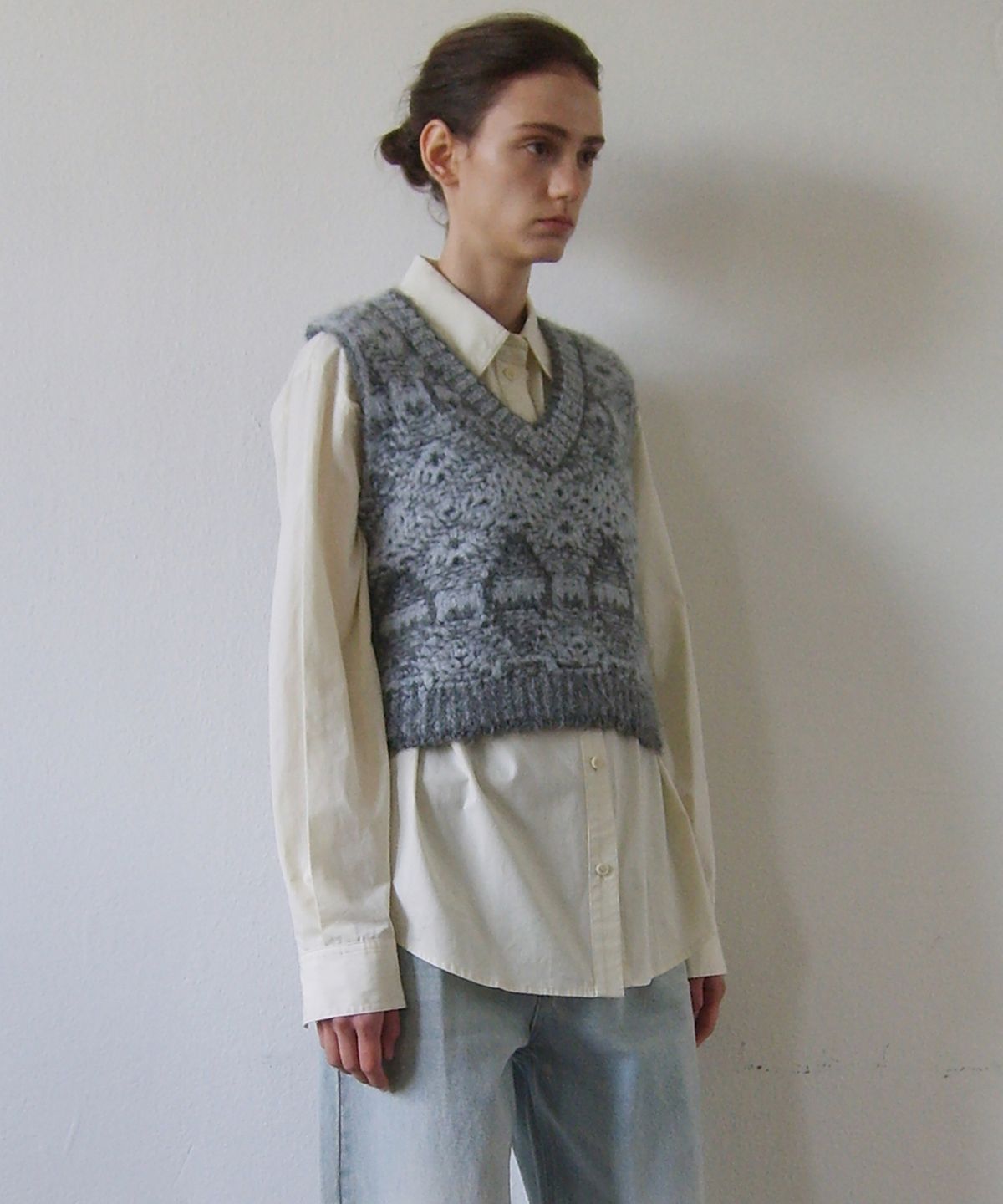 엔오르(EN OR) [ALPACA 35%] SUPERFINE ALPACA NORDIC VEST - GREY