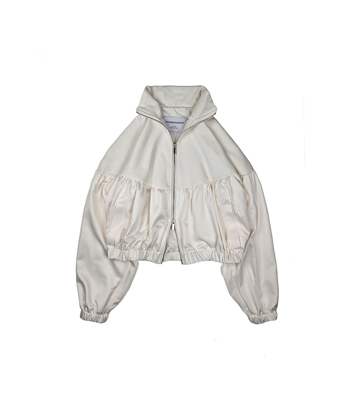 320쇼룸(320SHOWROOM) Velvet Yoke Satin Shirring Zip-Up Ivory