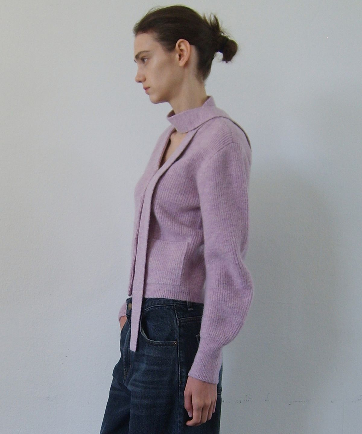 엔오르(EN OR) MUFFLER ALPACA KNIT CARDIGAN - PINK