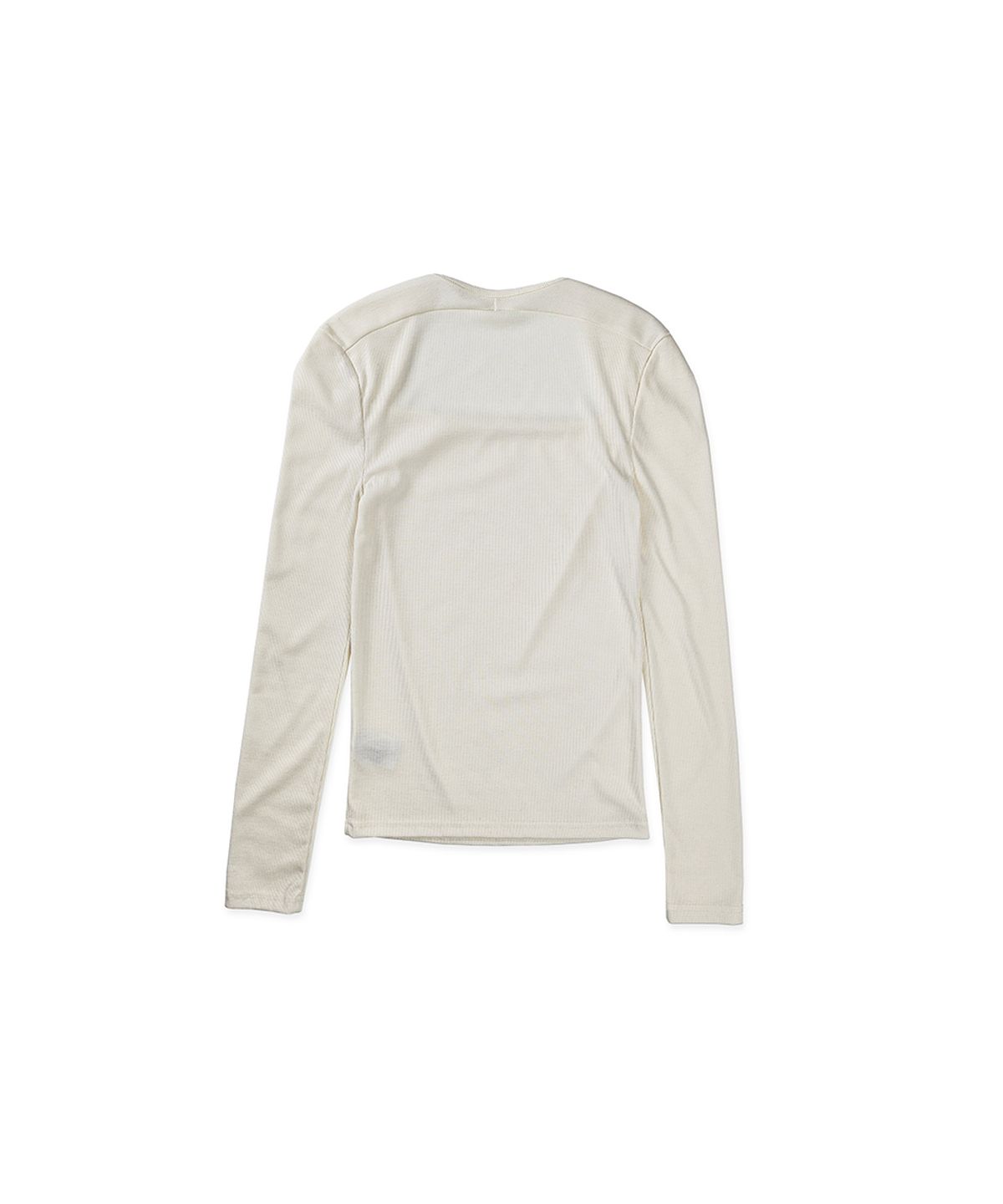 320쇼룸(320SHOWROOM) Square Neck Shoulder Pintuck Ribbed T-Shirt Ivory