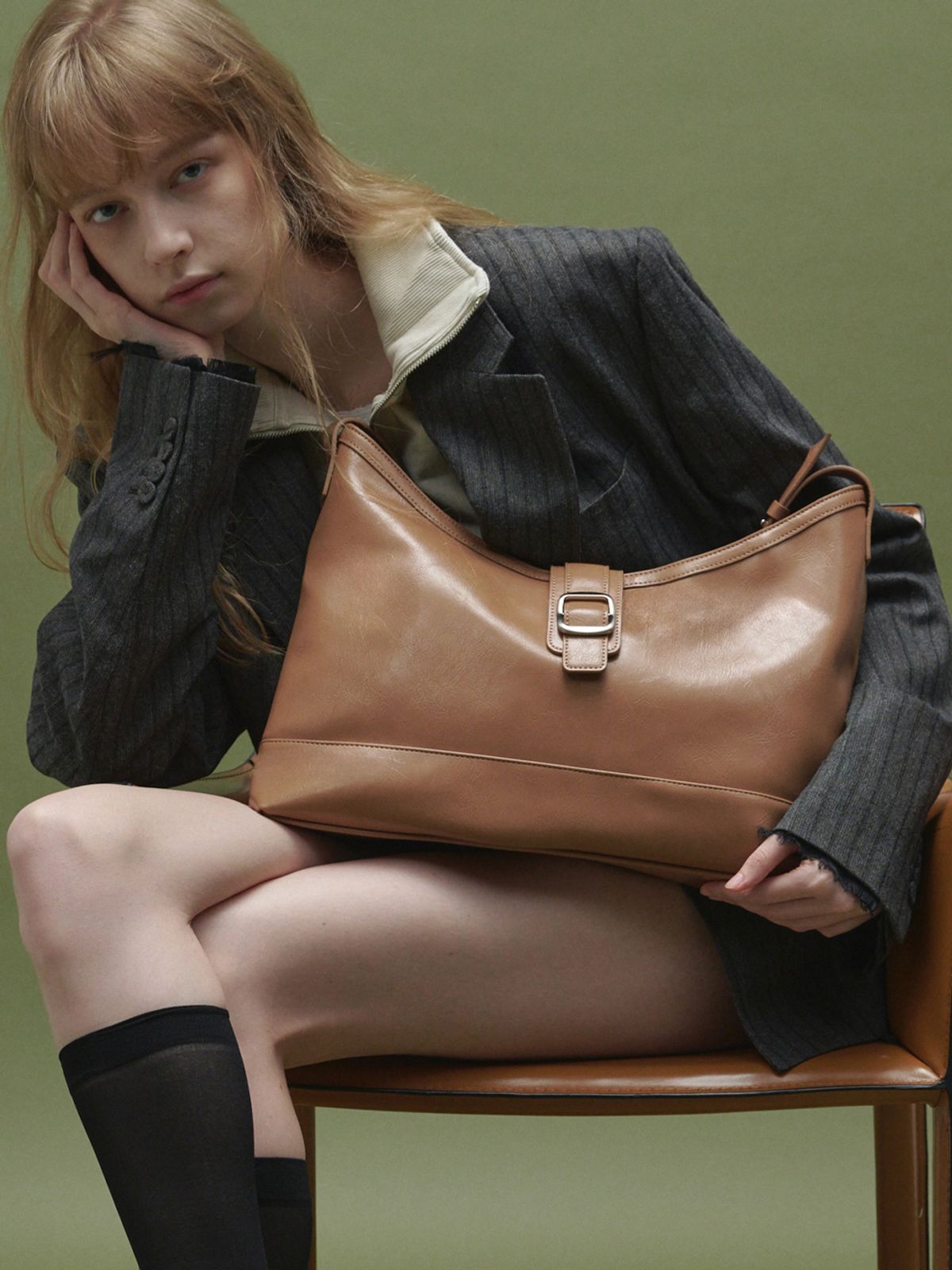 세미코드(SEMICODE) veil bag - crinkle dark beige