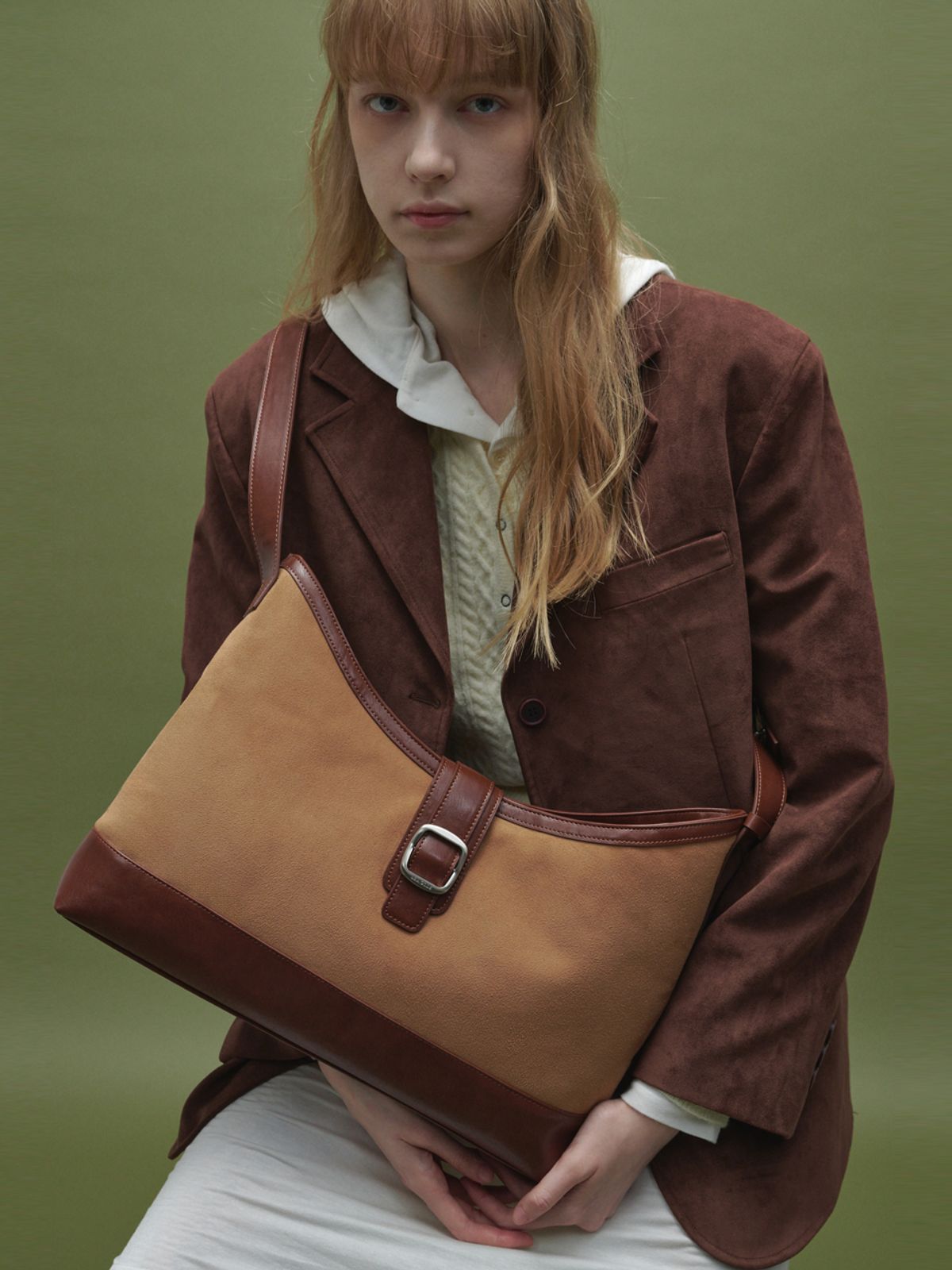 세미코드(SEMICODE) veil bag - suede chestnut