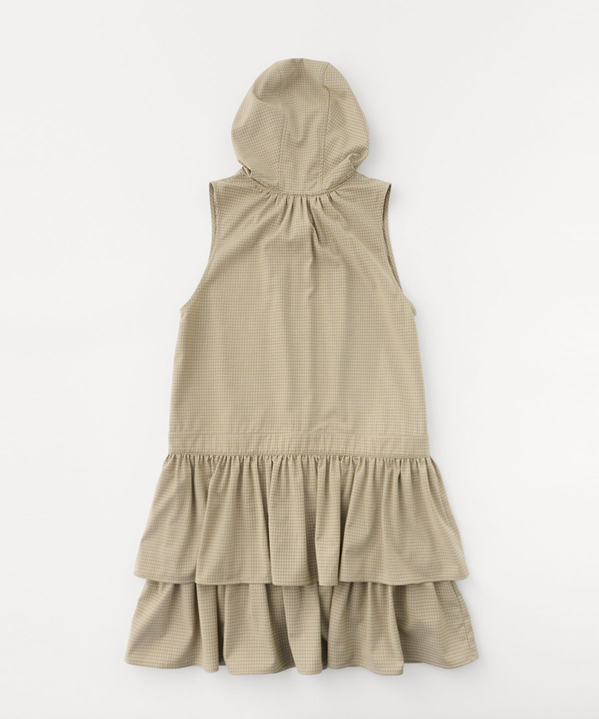 셀리테일즈(CELITAILS) CHECK HOODIE RUFFLE DRESS_BEIGE