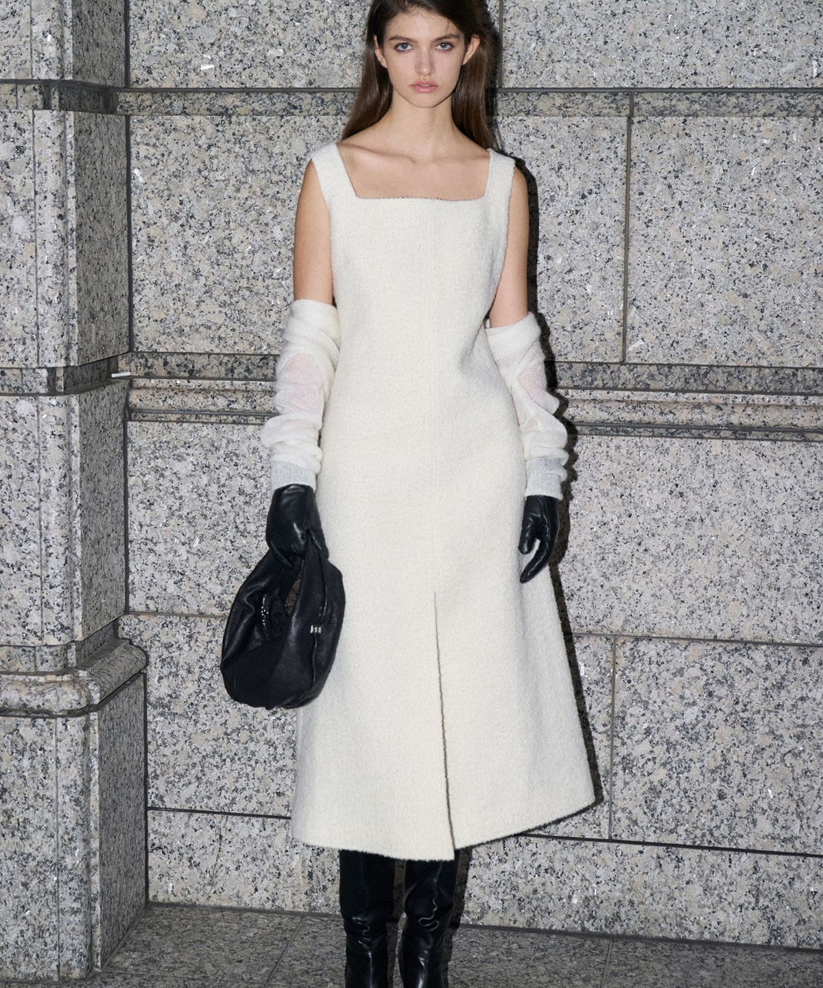 르네제이(RENEJ) Square Neck Tweed Dress