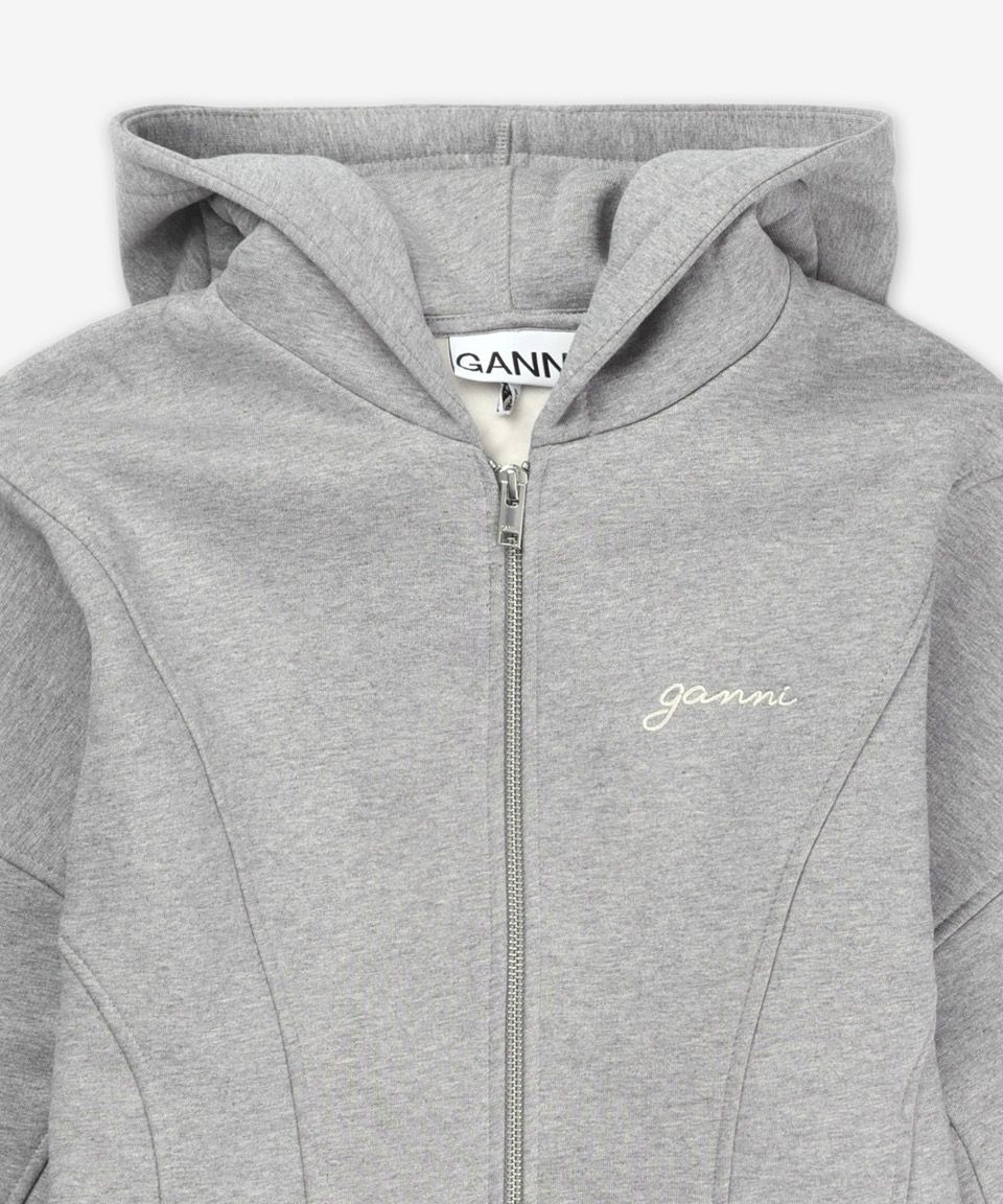 MUSINSA | GANNI Heavy Fleece Zip-Up Hoodie - Paloma Melange / T3998921